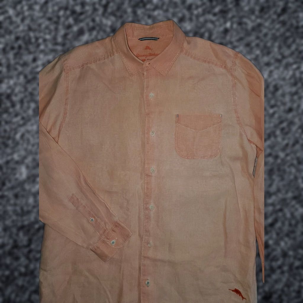 Tommy Bahama Tommy Bahama Signature Relax 100% Linen Button-Up Long Sleeve Shirt Mens Sz S Orange Hawaiian Size US S / EU 44-46 / 1 - 1 Thumbnail