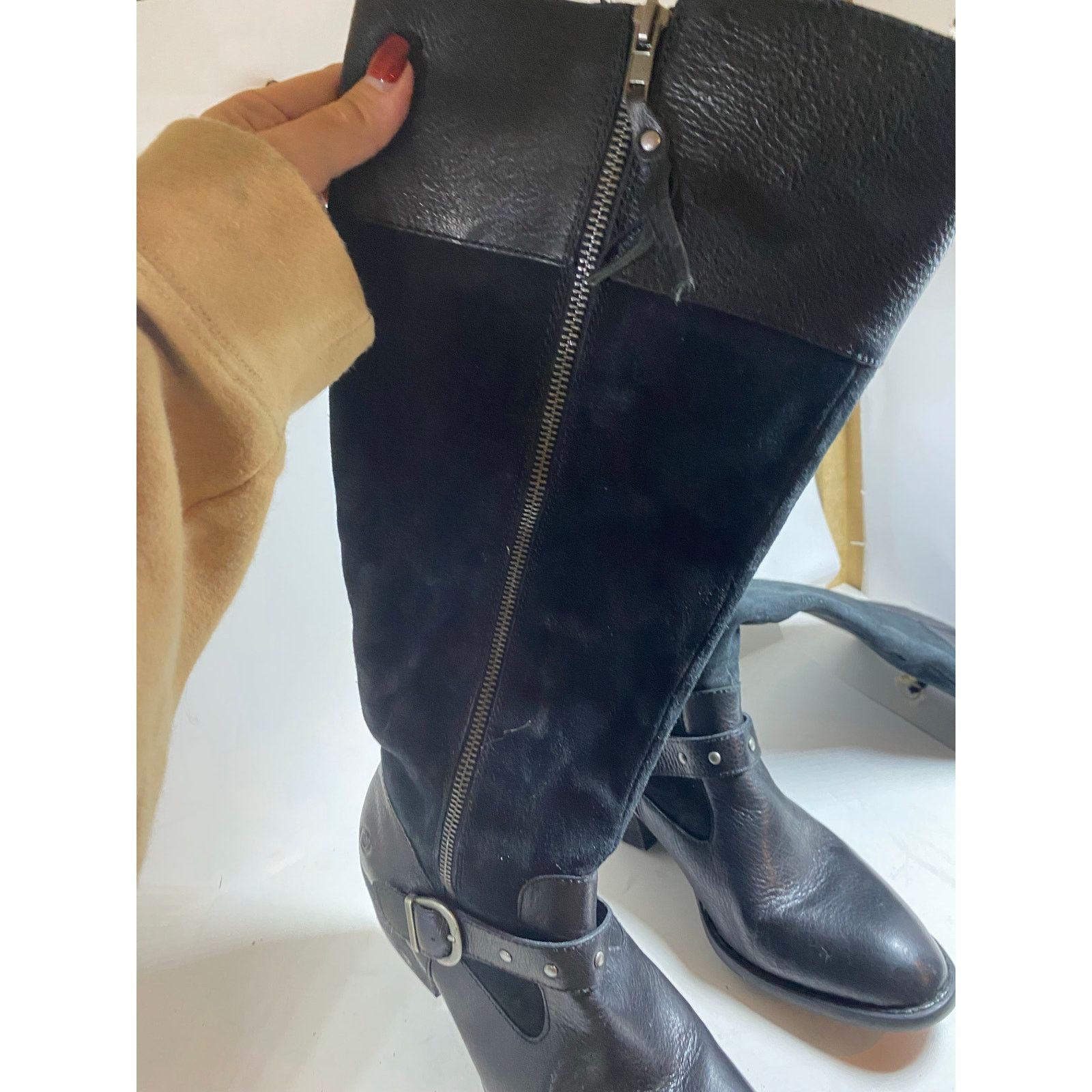 Born Born Alize Double Zip Black Tall Boots 9W Size US 9 / IT 39 - 5 Thumbnail