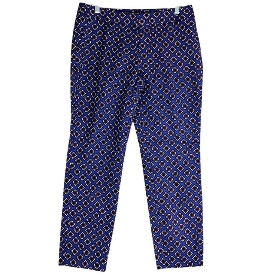 Express Express Womens Pants Blue Multicolored Columnist Mid Rise Stretch 8 R Size 30" / US 8 / IT 44 - 2 Thumbnail
