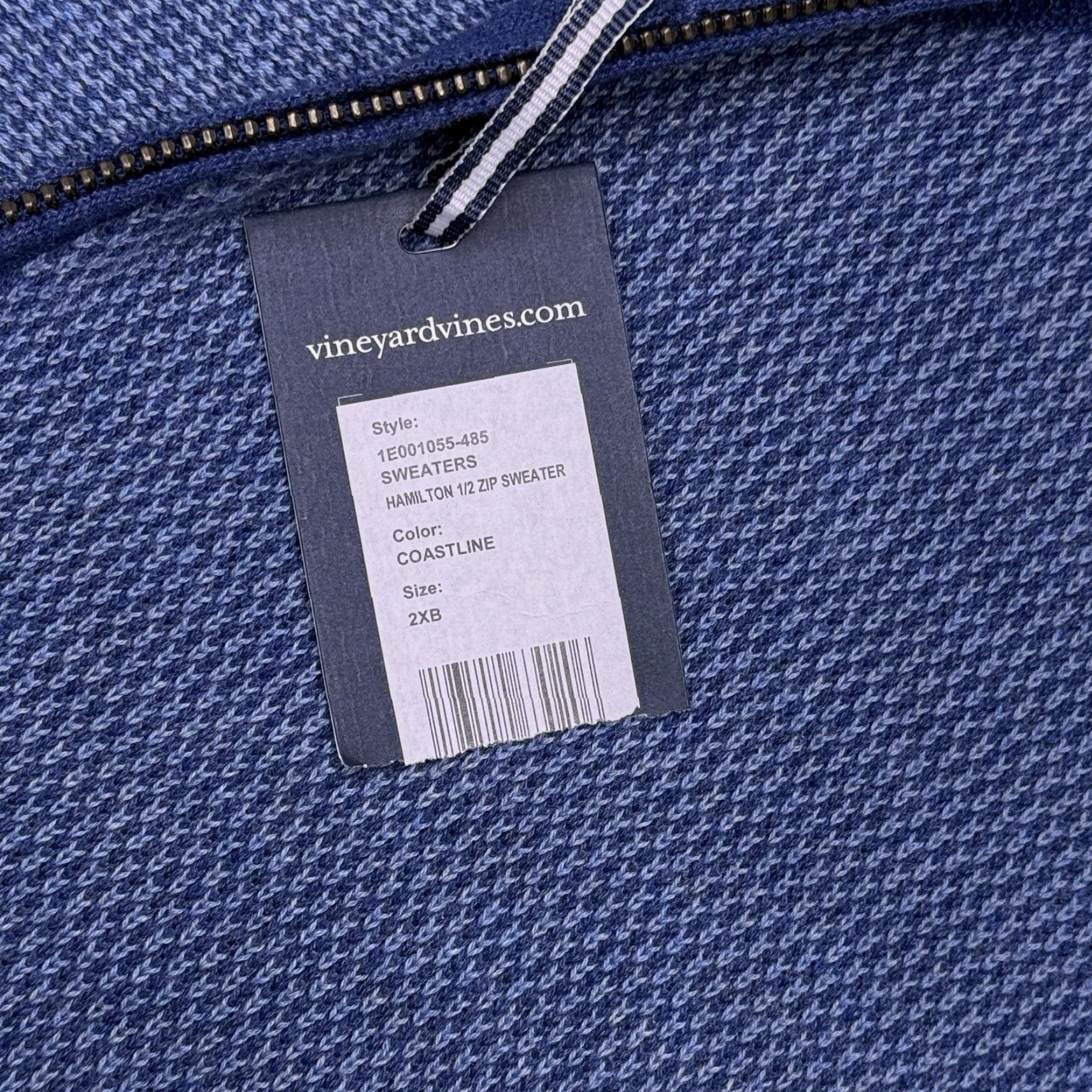 Vineyard Vines Vineyard Vines Sweater 1/2 Zip Mens Big 2X Blue Mock Neck Embroidered Logo Zipper Knit Pullover Regular Style Casual Winter Fall Spring Size US XXL / EU 58 / 5 - 6 Thumbnail