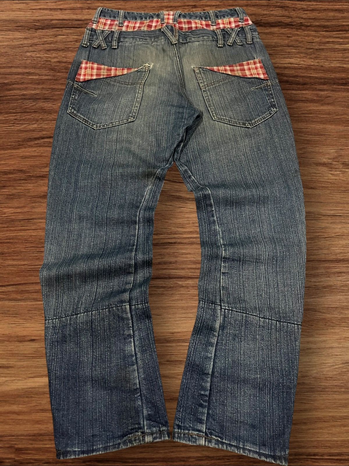 Japanese Brand Vintage Japanese Brand Double Waist Plaid Pocket Jeans Size US 31 - 2 Thumbnail
