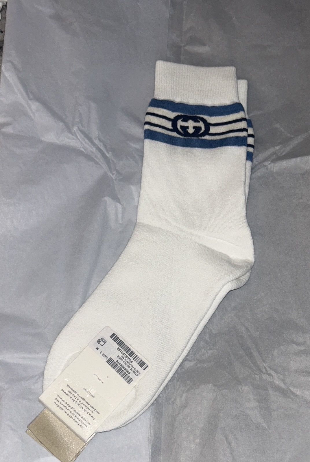 Gucci Gucci GG Logo Socks White with Blue Logo - Size M - 24-26 cm Size ONE SIZE - 1 Thumbnail
