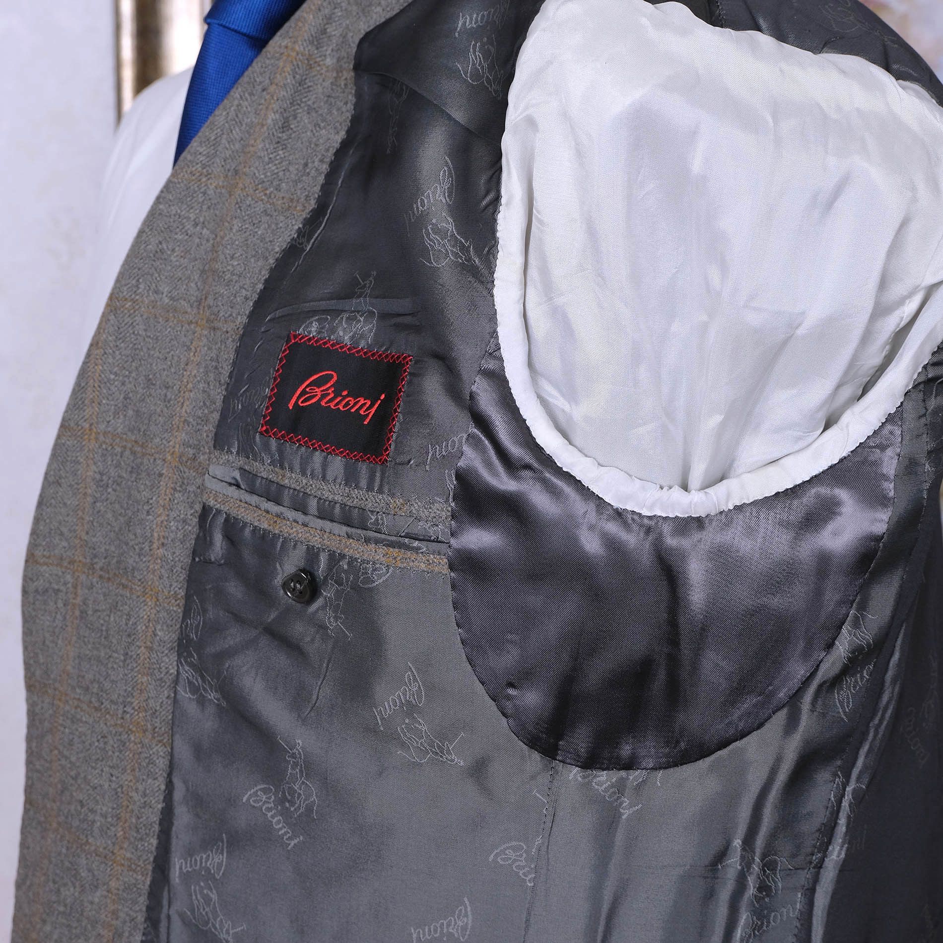 Brioni Brioni, grey handmade sports jacket, size 40UK, checked Size 40R - 7 Thumbnail
