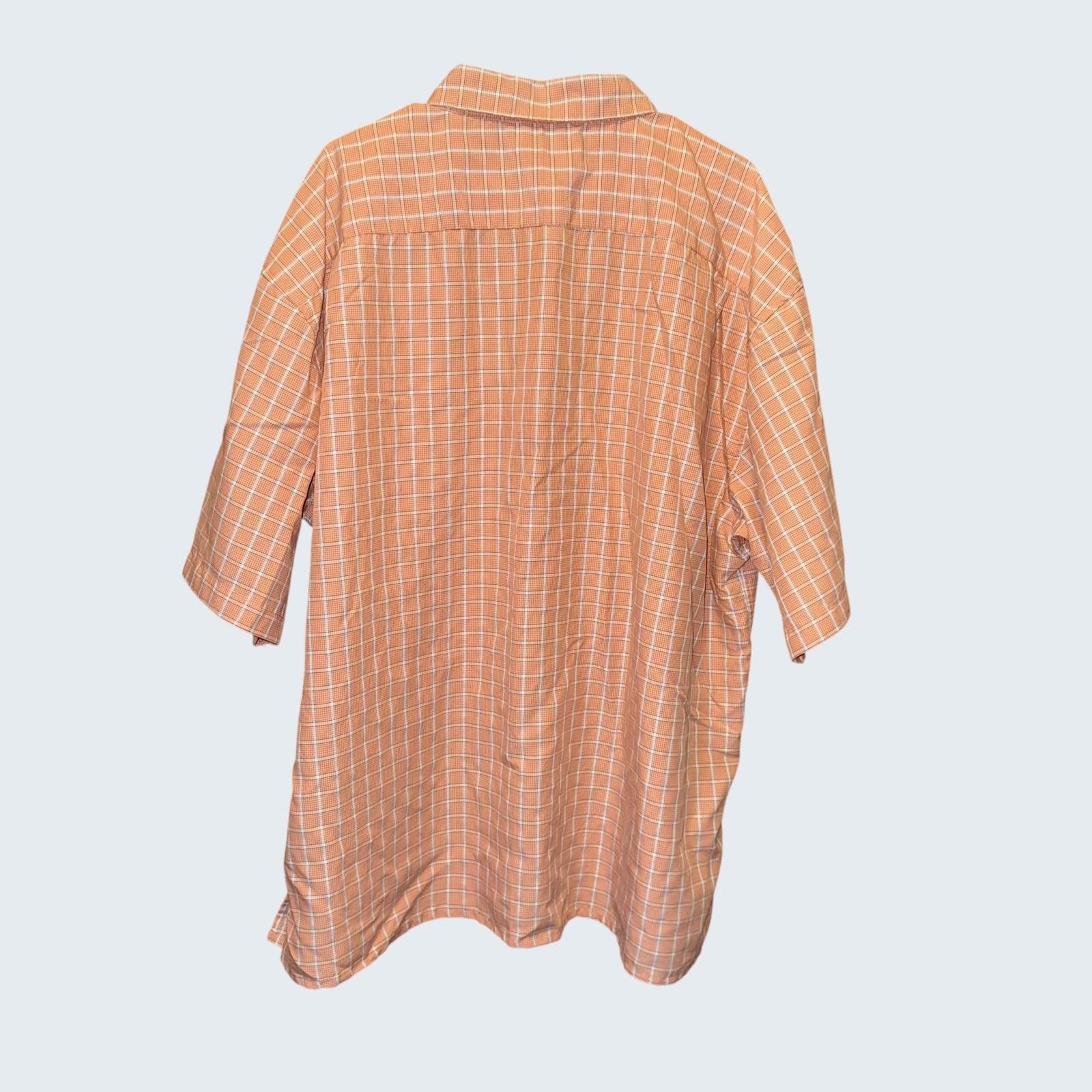 Joseph & Feiss Joseph & Feiss Mens 3X Orange Plaid Button Down Short Sleeve Size US XXL / EU 58 / 5 - 7 Thumbnail