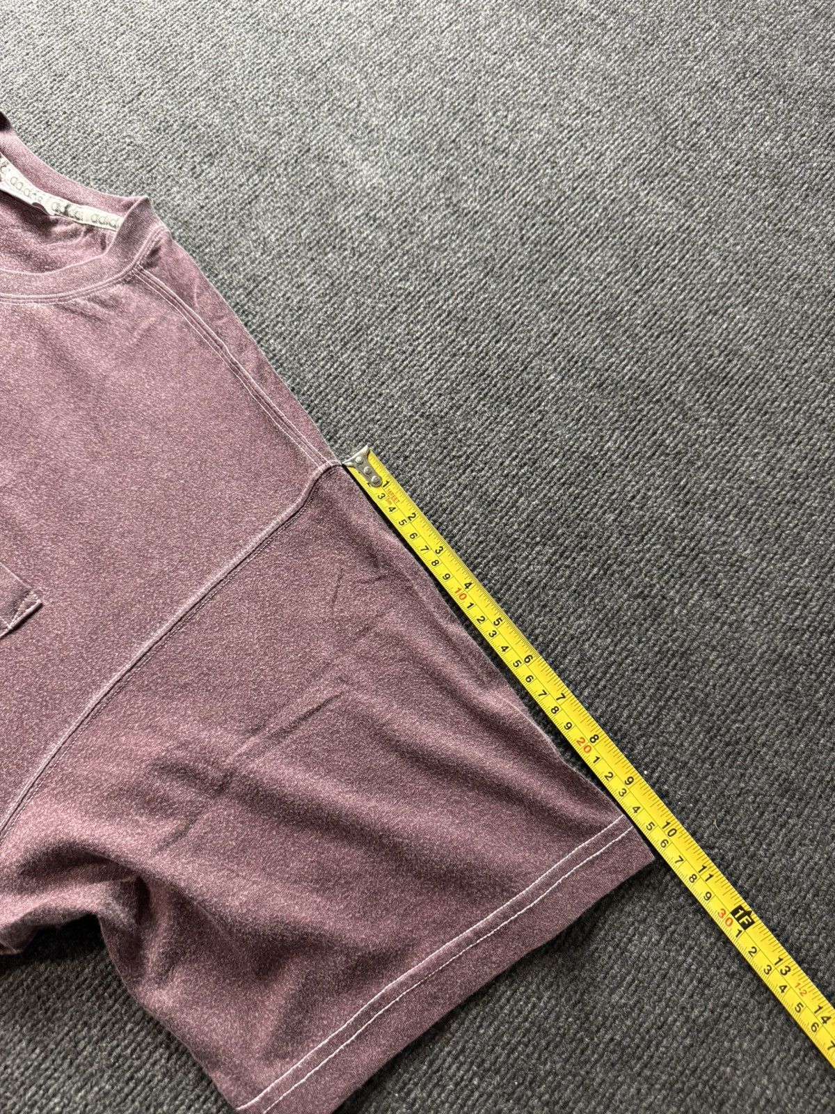 Adidas 90s Vintage Adidas Trefoil Pocket T Shirt Burgundy Washed L Size US L / EU 52-54 / 3 - 15 Thumbnail