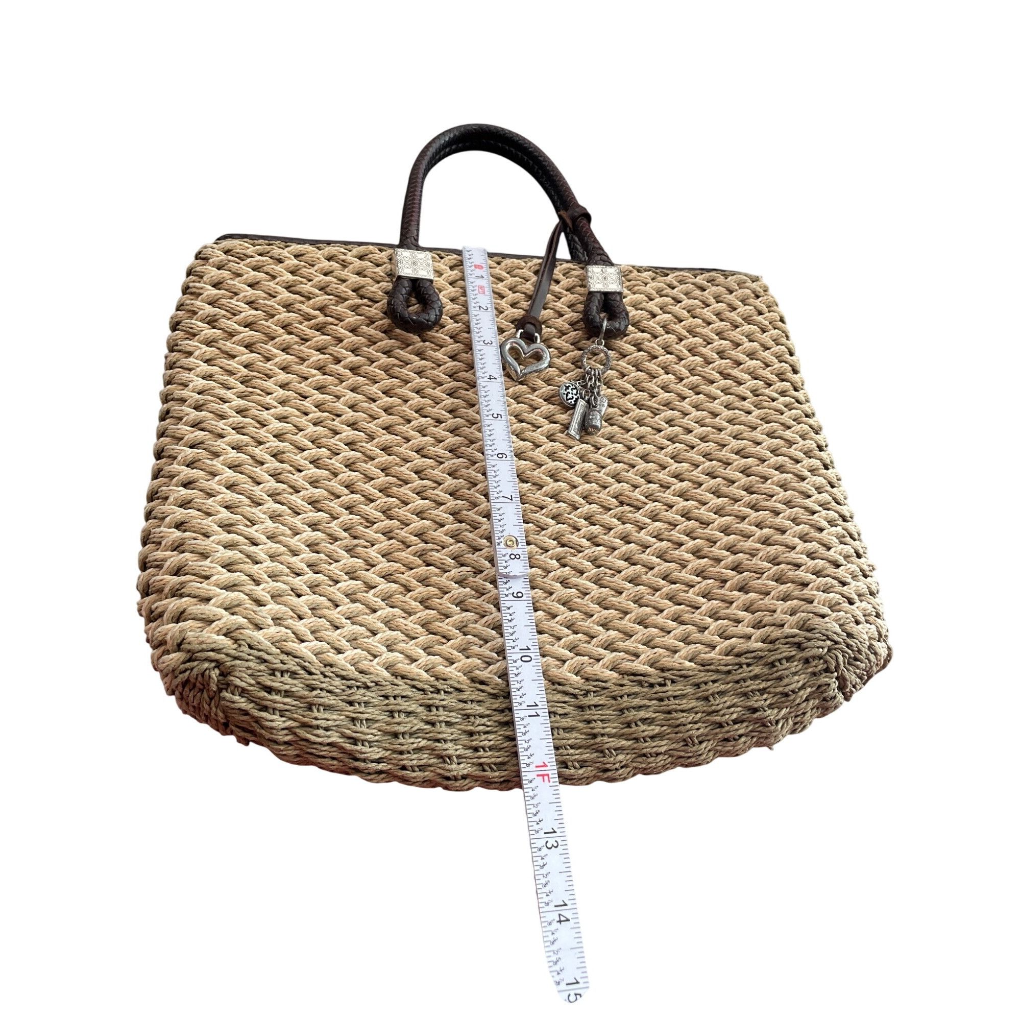 Brighton Brighton womans brown woven Straw leather charmed hand Bag S Size ONE SIZE - 6 Thumbnail