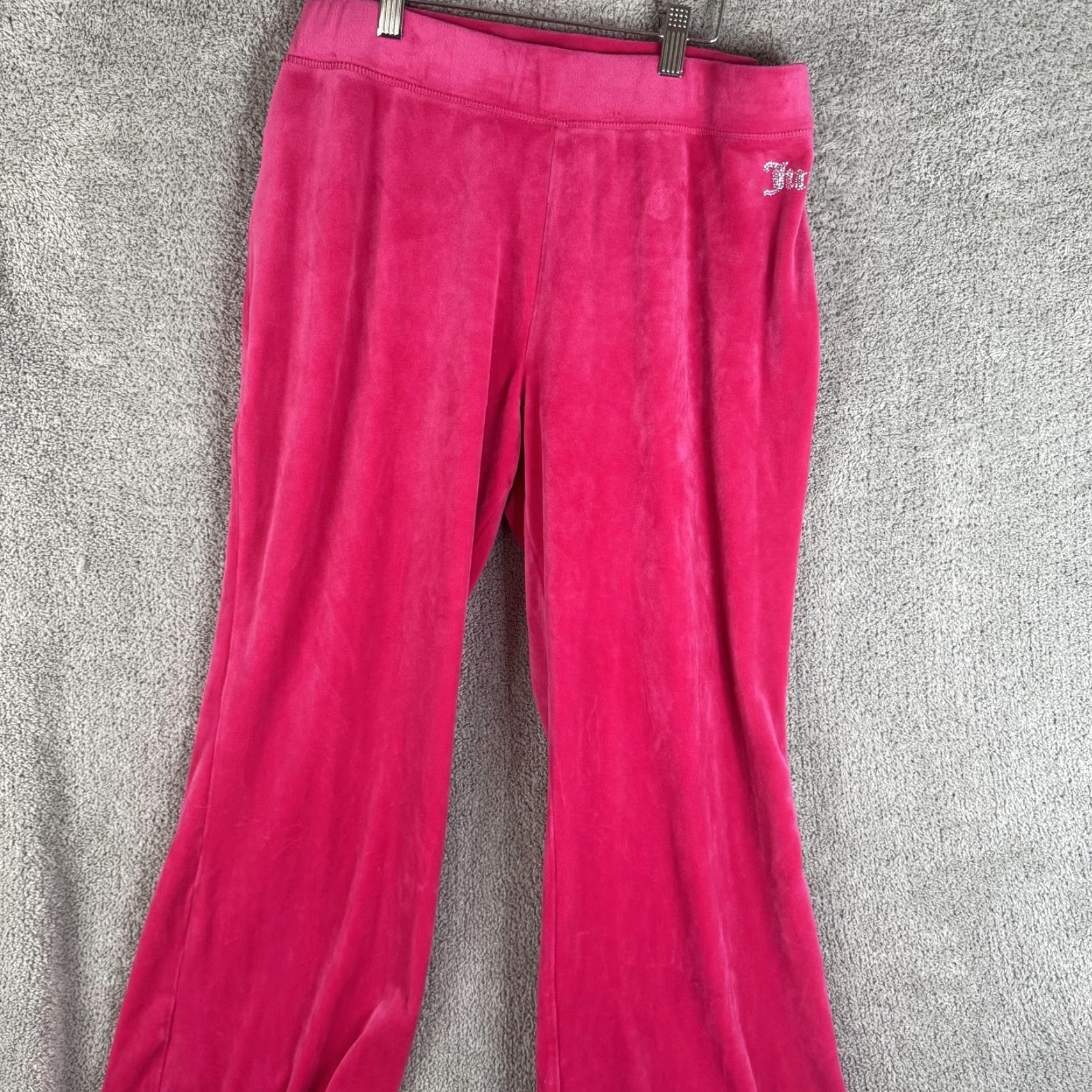 Juicy Couture Juicy Couture Pink Velour Wide-Leg Sweatpants Womens XXL Logo Rhinestone Pull On Elastic Waist Pants Size 40" / US 18 - 2 Thumbnail