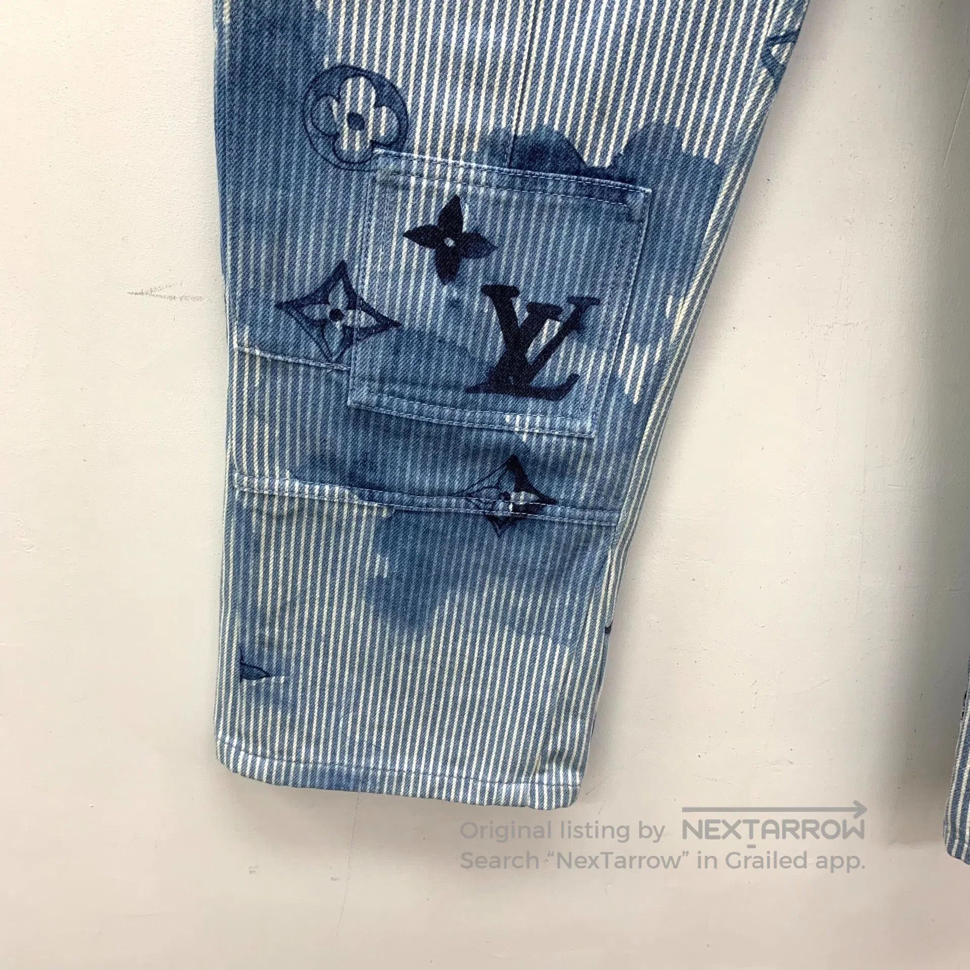 Louis Vuitton Louis Vuitton Blue Monogram Stripe Cotton Jeans. Size US 32 / EU 48 - 5 Thumbnail