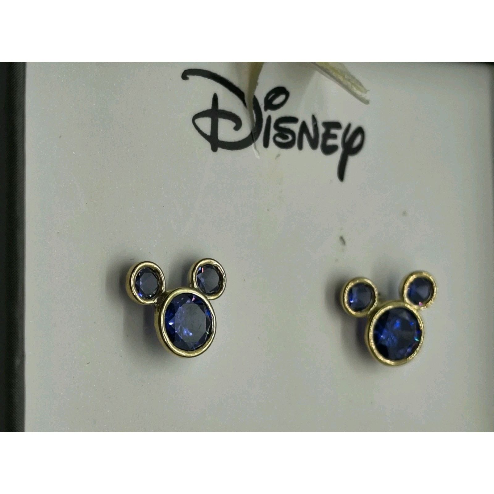 Disney Disney 10KT Gold Mickey Mouse Earrings Blue Cubic Zirconia Size ONE SIZE - 2 Thumbnail