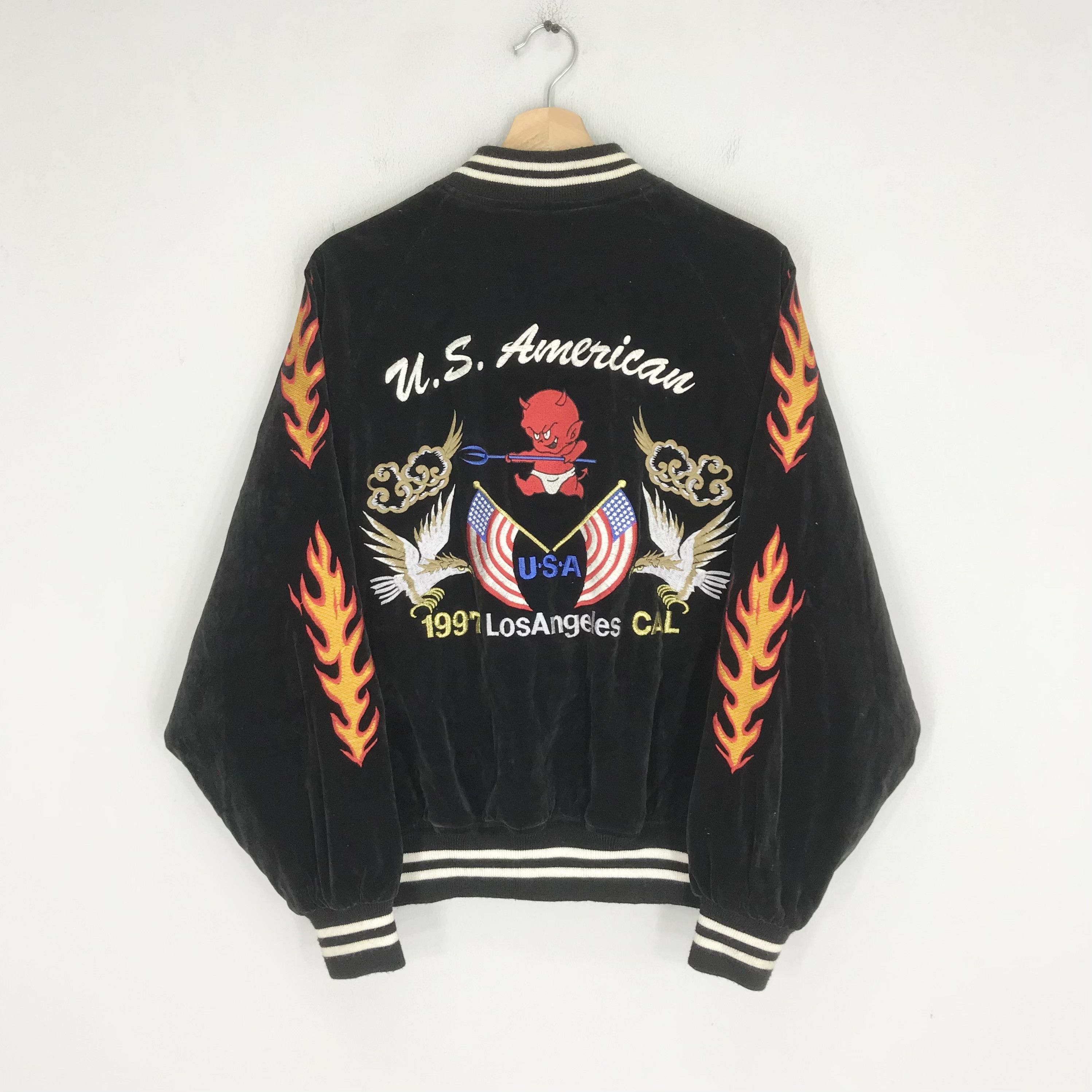 Vintage US NAVY Souvenir Velour Jacket US ARMY Military Souvenir