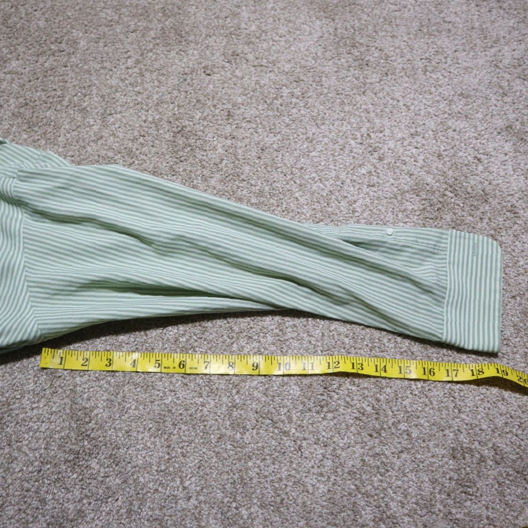 Stafford VINTAGE Stafford Men's Long Sleeve Button-Up Shirt Green White Stripes 16.5 Collared Cotton Blend Size US L / EU 52-54 / 3 - 7 Thumbnail