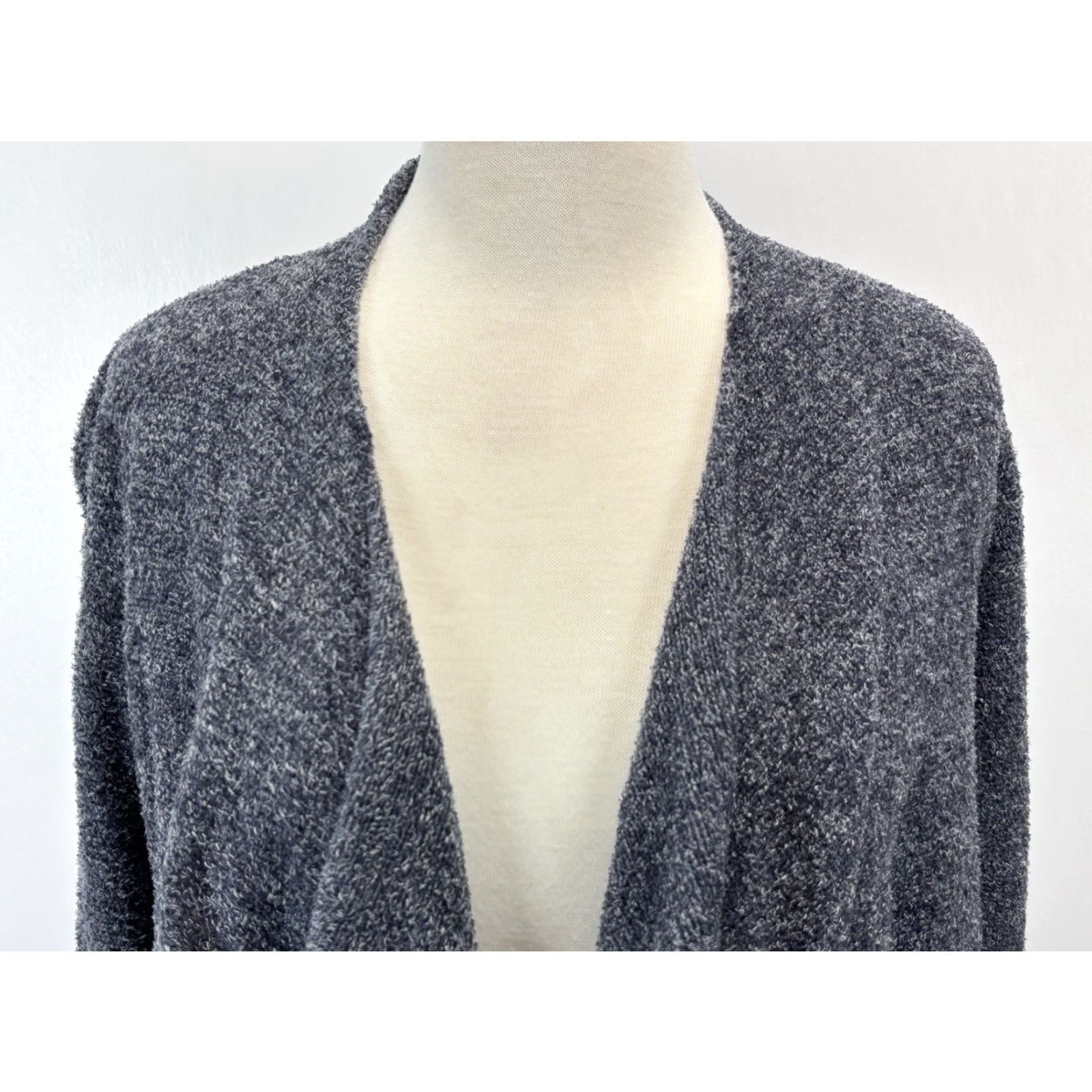 Vintage Barefoot Dreams Cardigan Women L Gray/Blue Cozy Lite Island Wrap Dream Sweater Womens Size L / US 10 / IT 46 - 5 Thumbnail