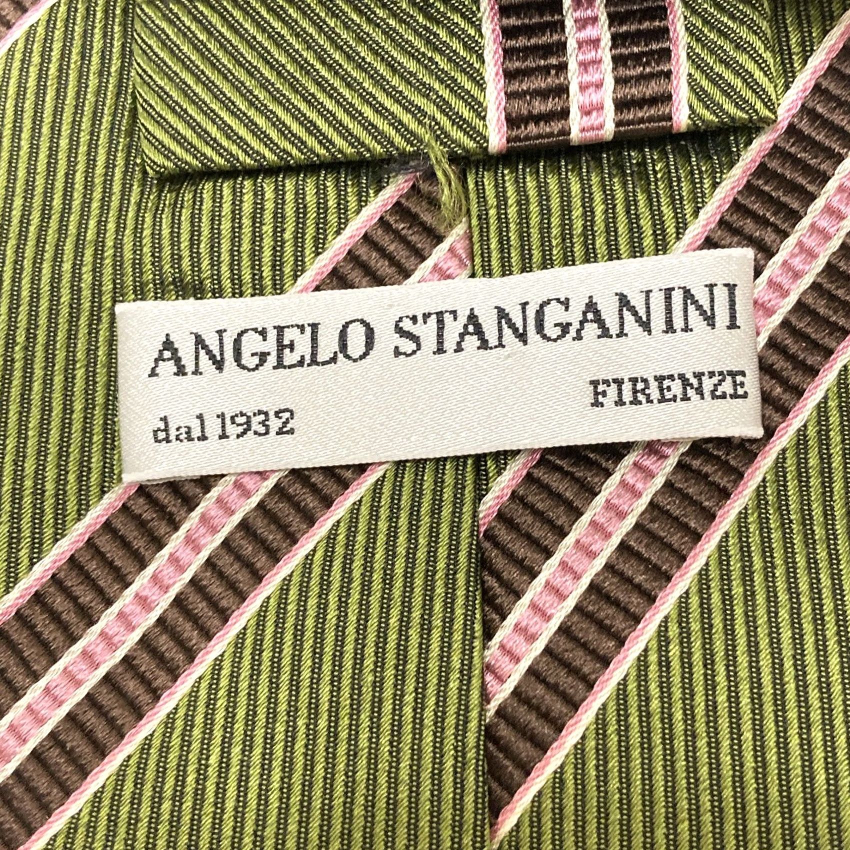 Vintage VINTAGE Angelo Stanganini Tie Striped Silk Green Firenze Men’s Necktie Size ONE SIZE - 4 Thumbnail