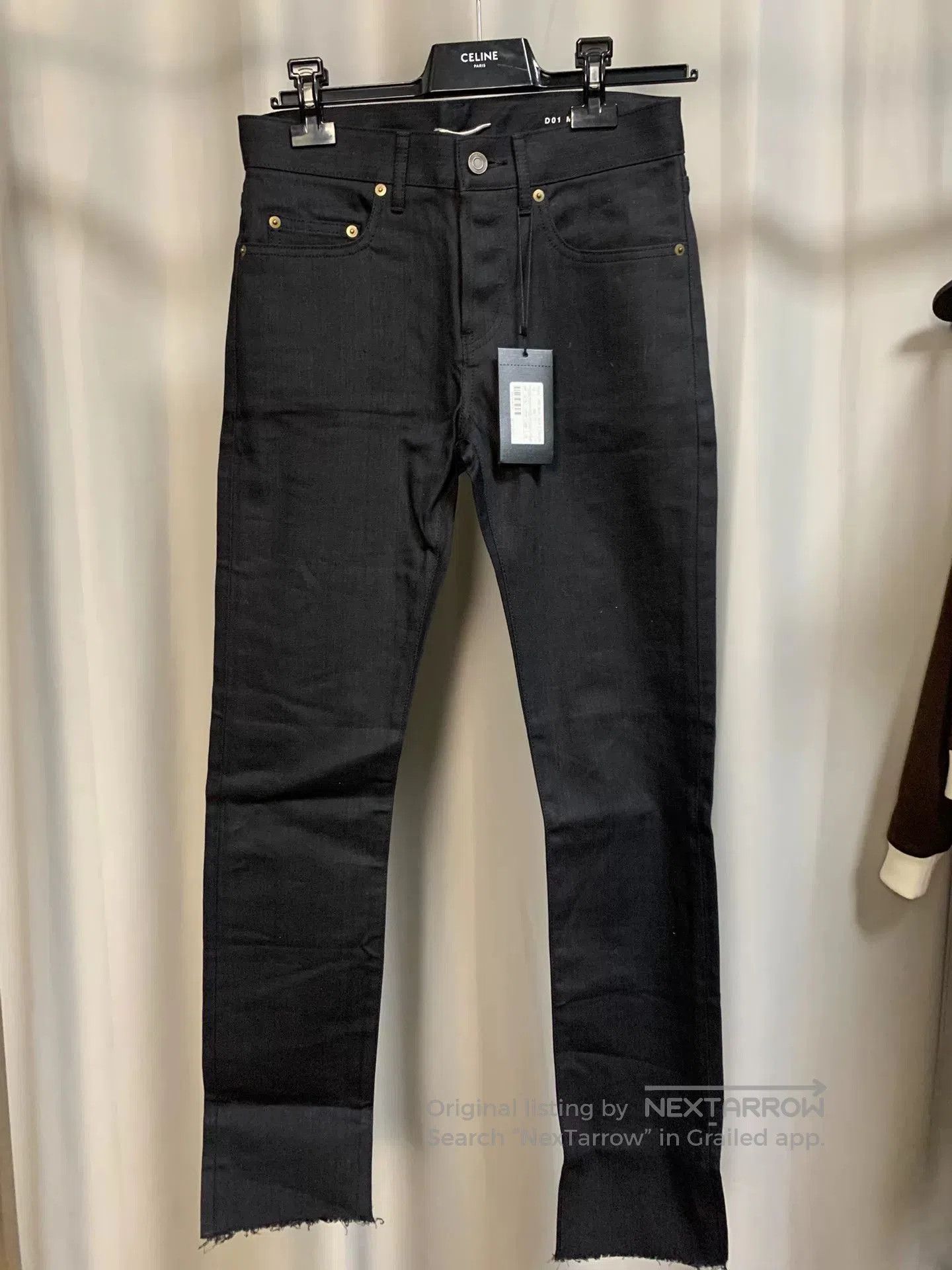 Saint Laurent Paris Saint Laurent Black Frayed Hem Jeans. Size US 28 / EU 44 - 1 Thumbnail