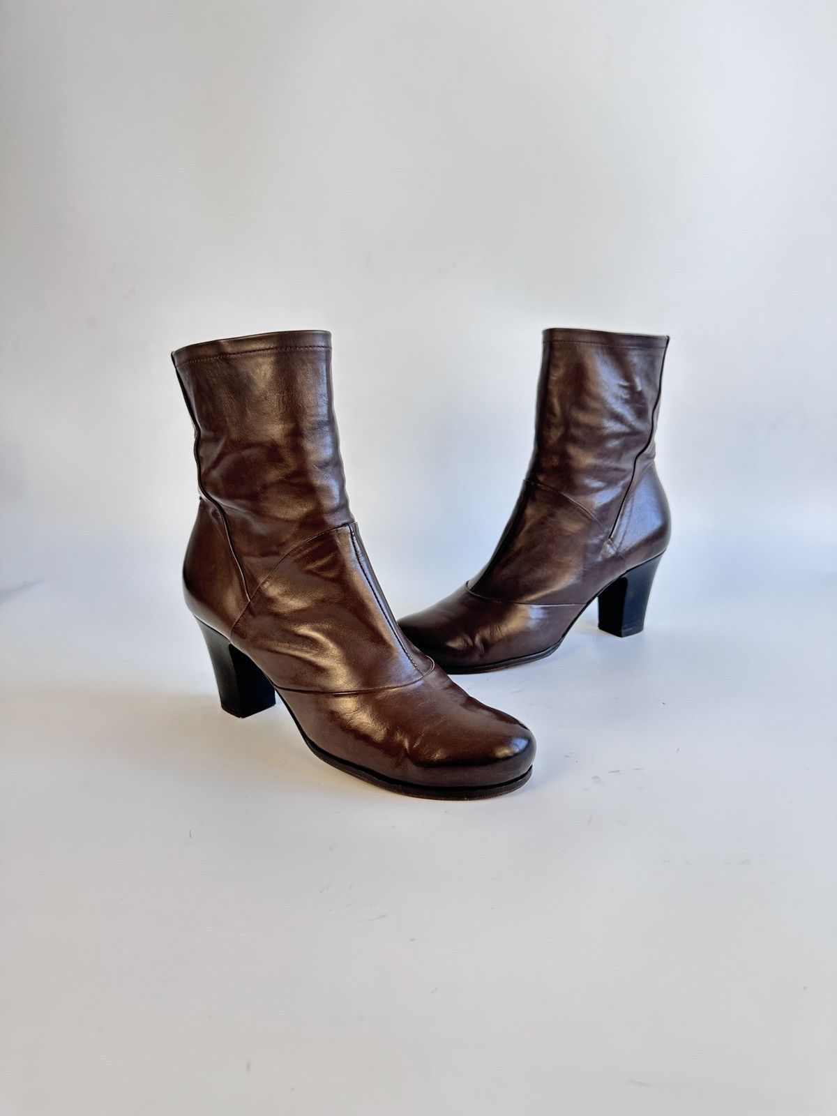 Other Alberto Fermani Brown Leather Ankle Boots Heels Size 37 Size US 7 / IT 37 - 2 Thumbnail