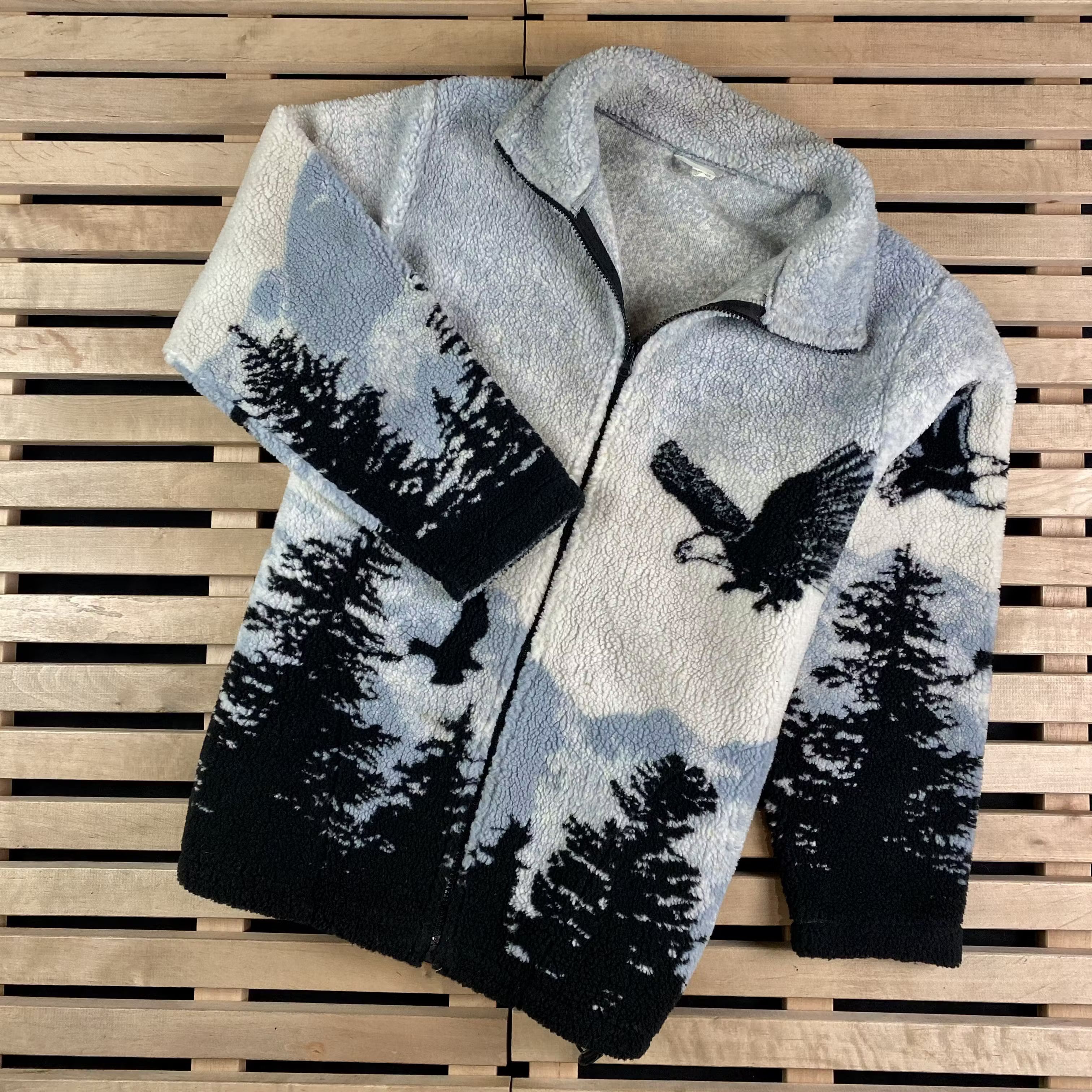 Vintage Men’s Outdoor Fleece Zip Bomber Full Print Size L Size US L / EU 52-54 / 3 - 1 Thumbnail