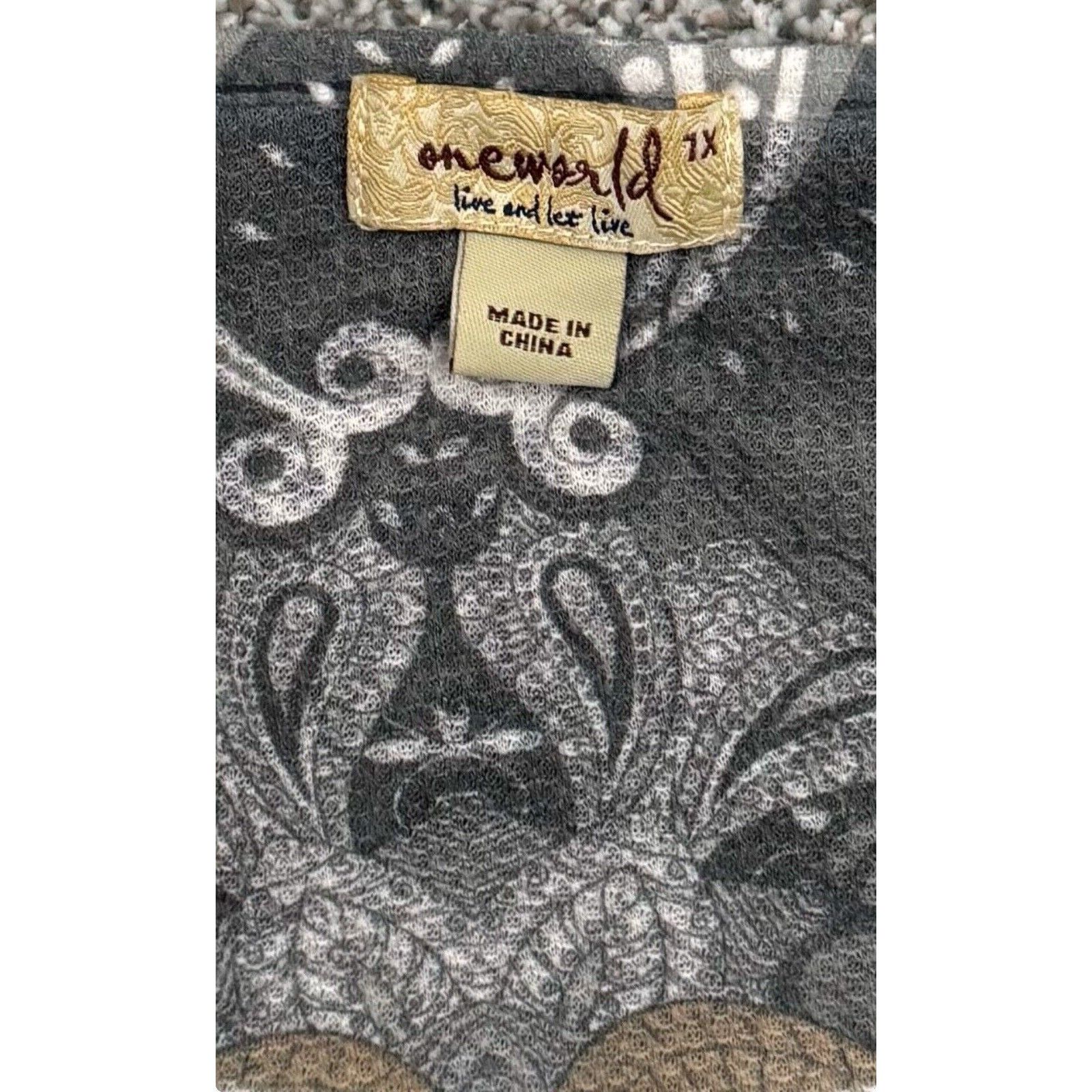 Other One World Y2K Top Womens Plus 1X Rhinestones Paisley Boho Size XL / US 12-14 / IT 48-50 - 2 Thumbnail