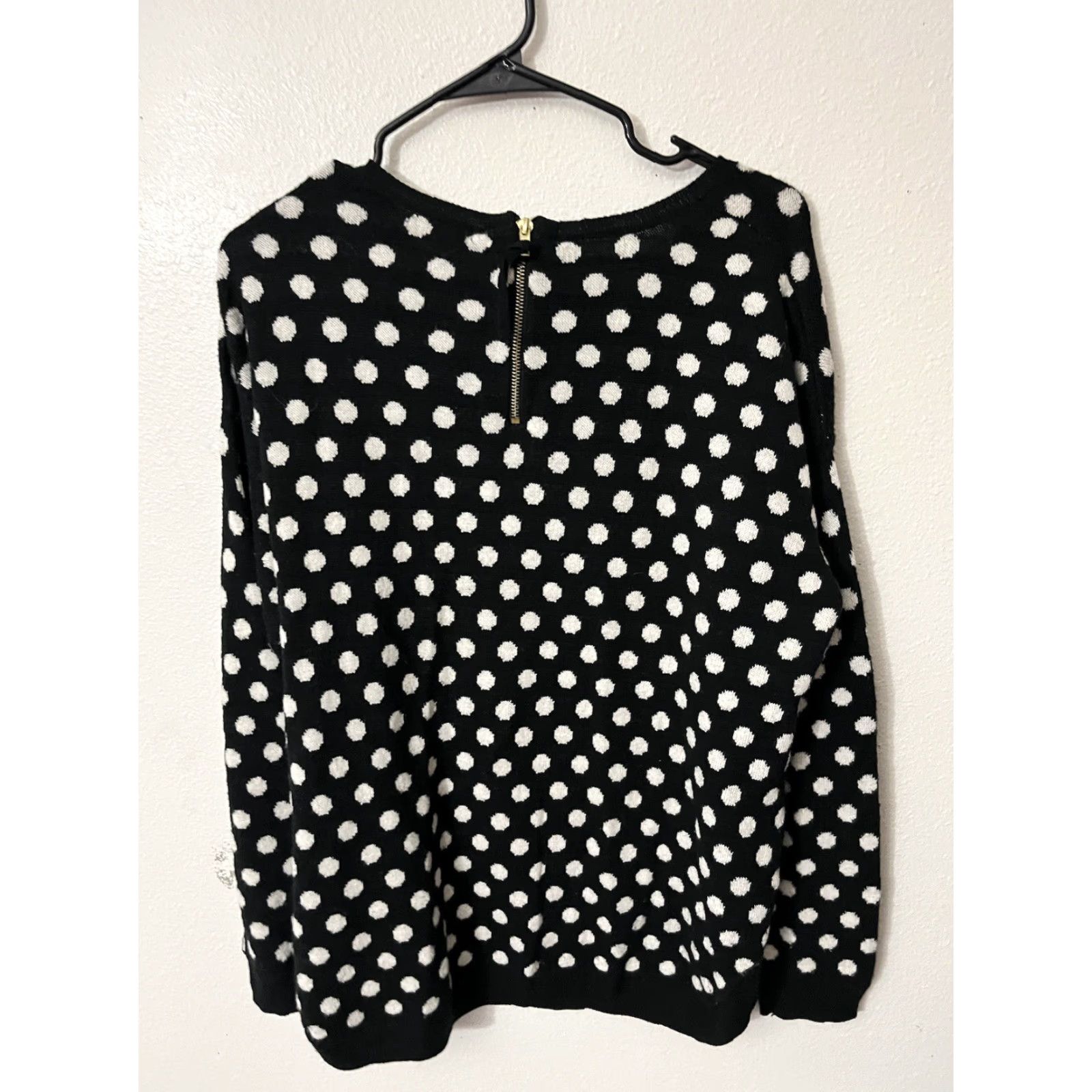 H&M H&M Women’s Polka Dot Acrylic Nylon Blend Rib-Knit Long Sleeve Sweater Black L Size L / US 10 / IT 46 - 3 Thumbnail