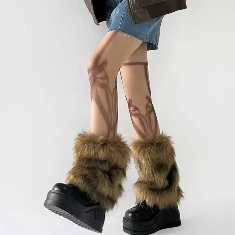 Japanese Brand Y2k Vintage Faux Fur Leg Warmer Sock Size ONE SIZE - 1 Thumbnail