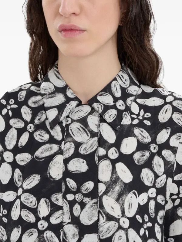Marni o1w1db11125 Floral-Print Midi Shirt Dress in Black Size M / US 6-8 / IT 42-44 - 4 Thumbnail