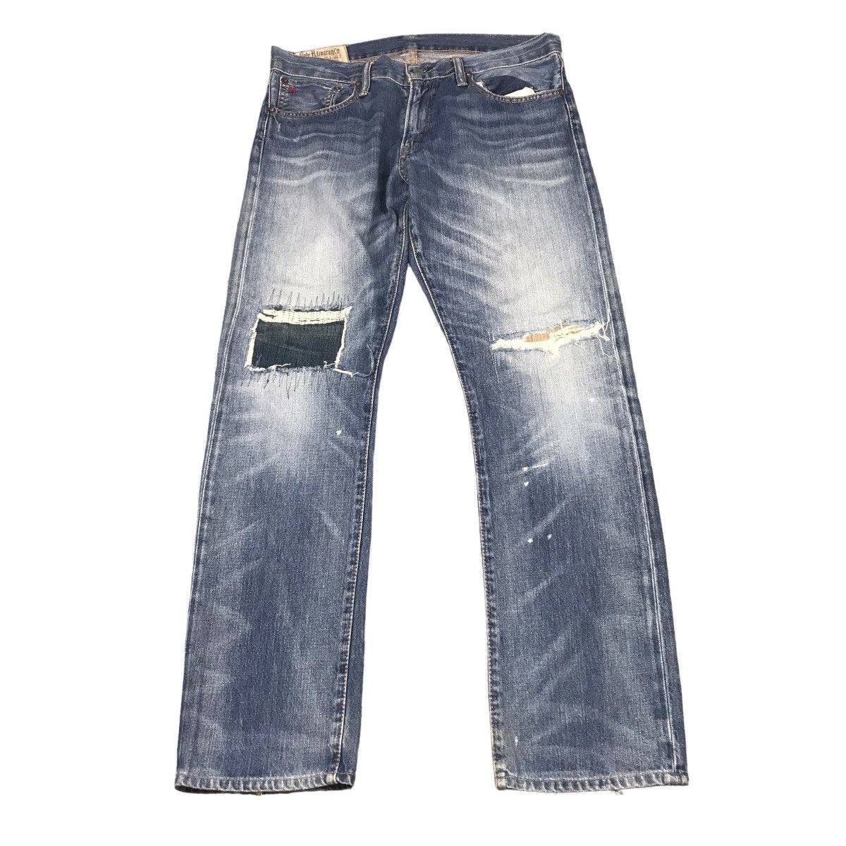 Japanese Brand × Polo Ralph Lauren DISTRESSED POLO RALPH LAUREN PATCHWORK BLUE FADED DENIM PANT Size US 32 / EU 48 - 1 Thumbnail