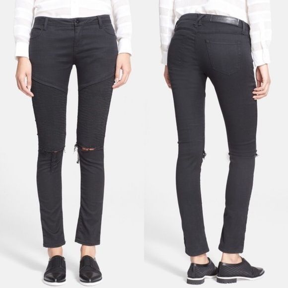 Each x Other Contrast Panel Moto Jeans Knee Slit