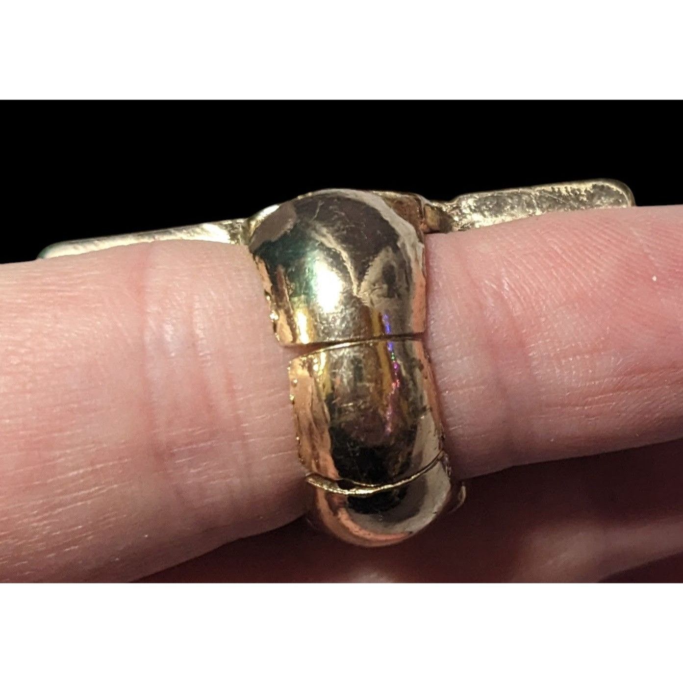 Other Art Deco Style Glam Black And Gold Stretch Statement Ring Si Size ONE SIZE - 8 Thumbnail