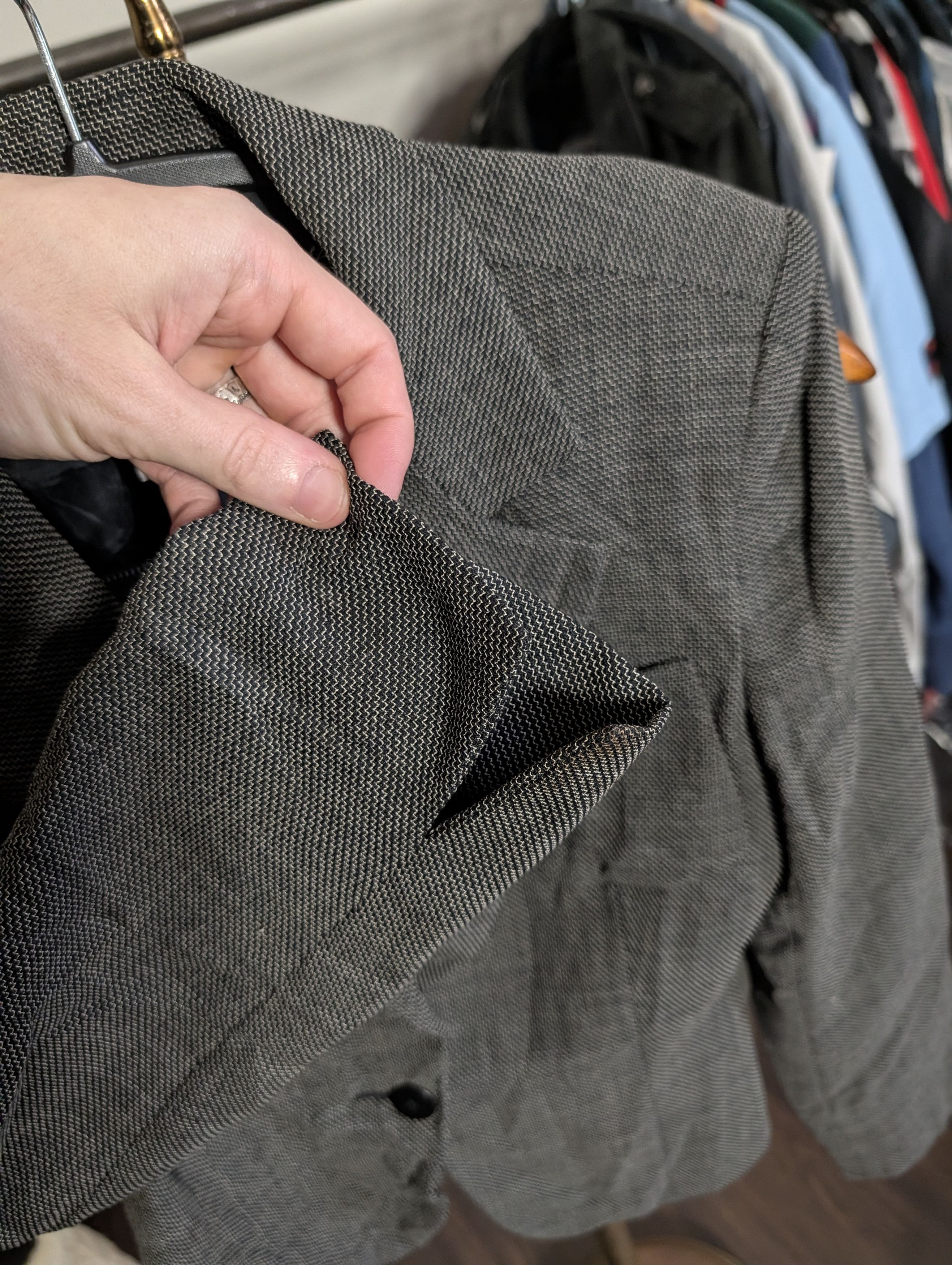 Max Mara Gray zigzag knit strong shoulder virgin wool 1-button jacket Size M / US 6-8 / IT 42-44 - 6 Thumbnail