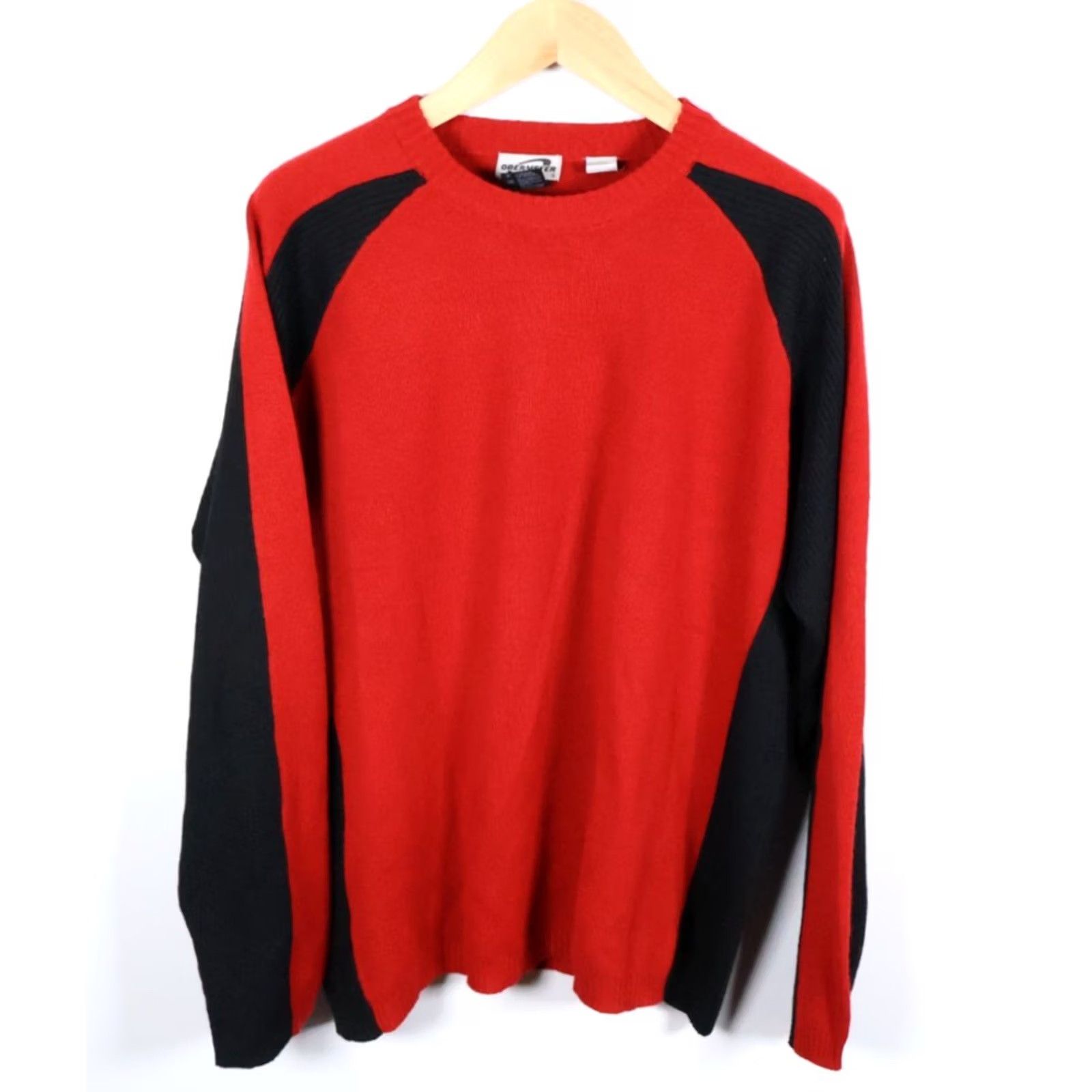 Obermeyer VINTAGE Obermeyer Wool Blend Sweater Men XL Red Black Striped Sleeve Knit Ski 90s Pullover Crew Neck Heavyweight Knit Dry Clean Only Size US XL / EU 56 / 4 - 2 Thumbnail