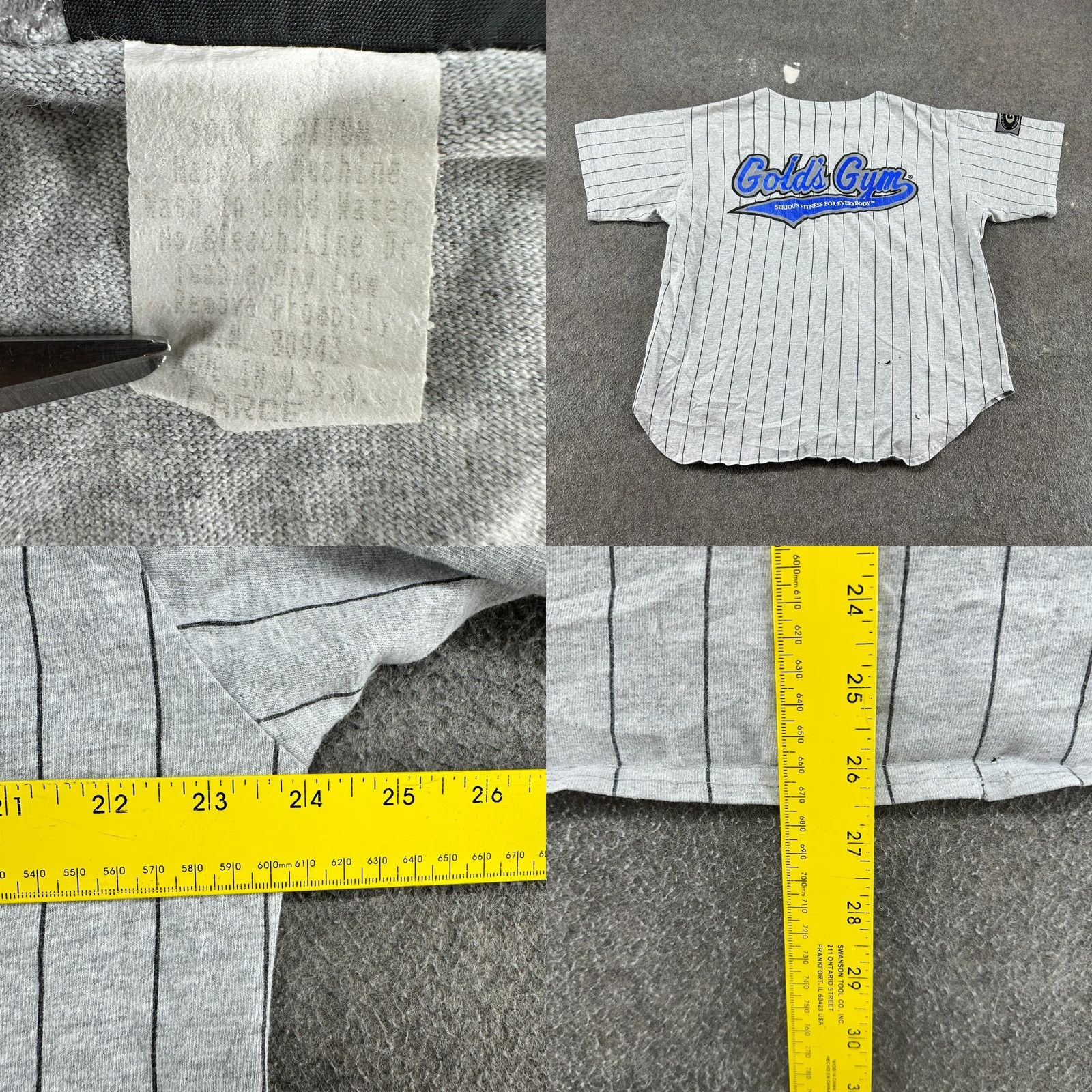 Vintage VINTAGE Gold's Gym Shirt Mens L Gray 90s T-Shirt Short Sleeve Crew Neck Cotton Baseball Jersey Pinstripe Bodybuilding Men Mens Size US L / EU 52-54 / 3 - 8 Thumbnail