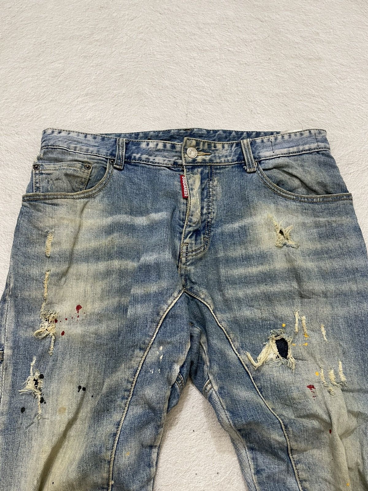 Japanese Brand 2000s Dsquared Ripped Denim Mudwash Jeans Wash Y2K Japan Size US 33 - 5 Thumbnail