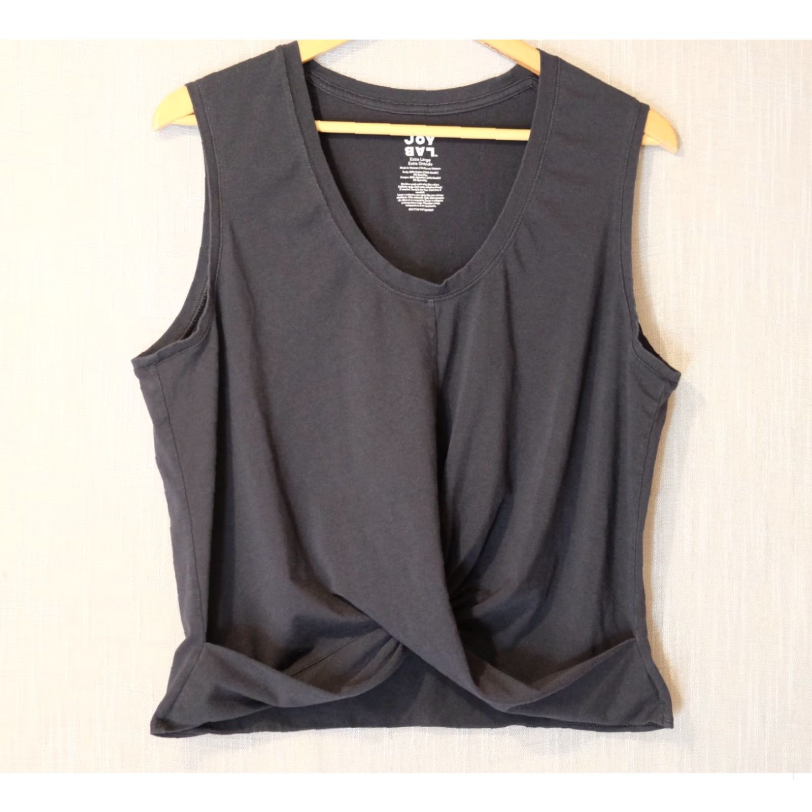 Vintage Joy Lab Tank Top Athletic Twist Front Back Activewear Womens XL Black Cotton/Spandex Pullover Sleeveless Cropped Shirt/Top Size XL / US 12-14 / IT 48-50 - 2 Thumbnail