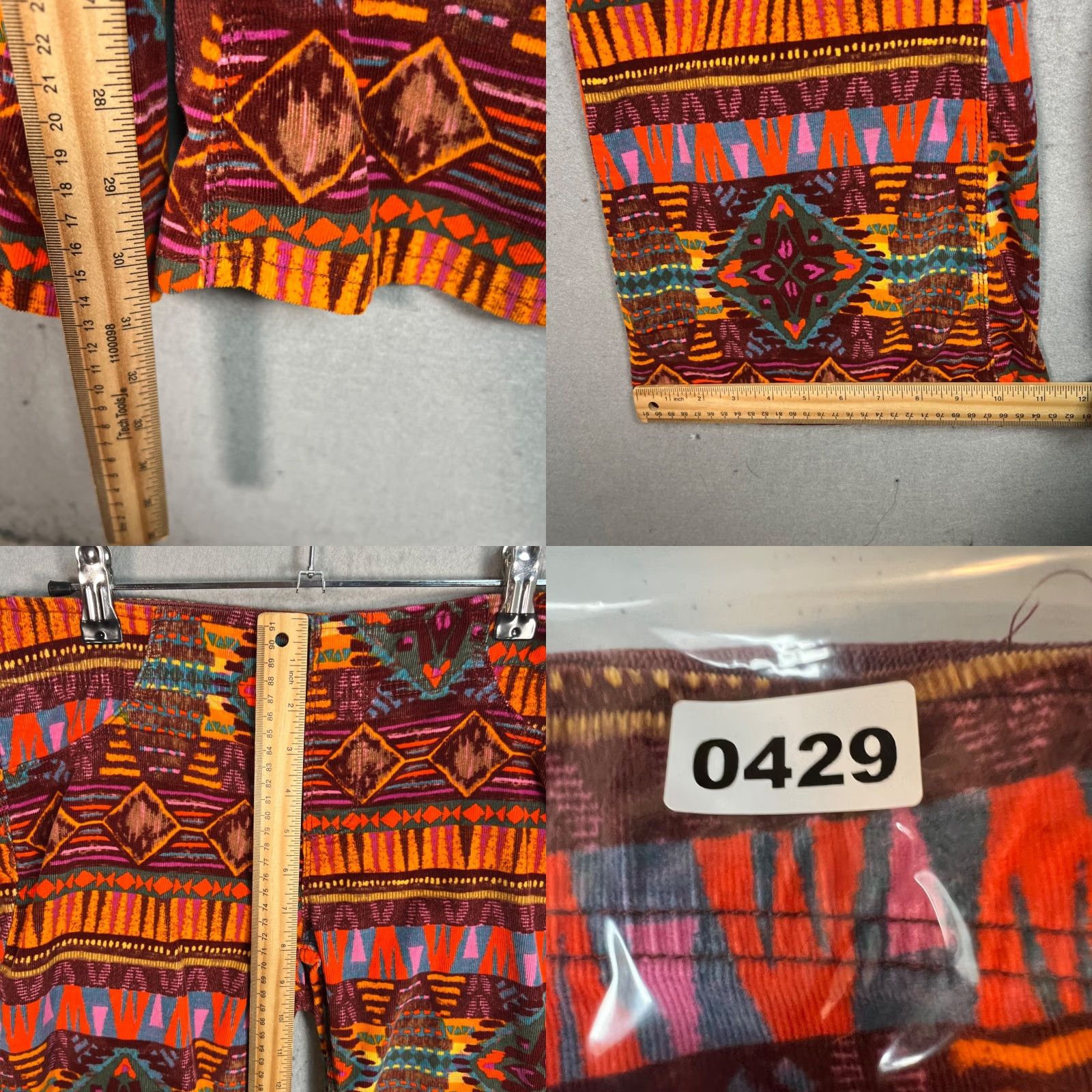 Vintage We The Free Womens Flare Pants Casual Tribal Pattern Size 27 Orange Cotton Blend Size 27" / US 4 / IT 40 - 8 Thumbnail