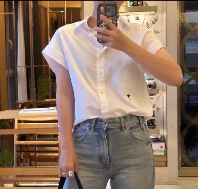 Dior Dior White bee embroidered cotton lapel single-breasted sh Size XS / US 0-2 / IT 36-38 - 9 Thumbnail