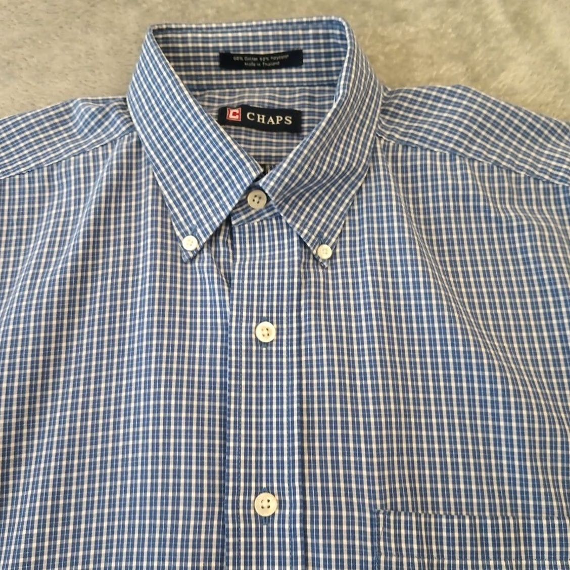 Chaps Chaps Shirt Mens Medium Blue Plaid Long Sleeve Button Down Cotton Blend Regular M Navy/Blue Mens Size US M / EU 48-50 / 2 - 3 Thumbnail