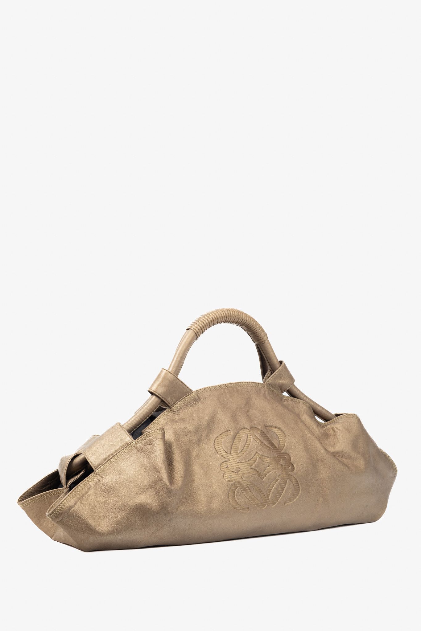 Loewe Loewe Nappa Aire Metallic Gold Sheep Skin Anagram Handbag Size ONE SIZE - 2 Thumbnail