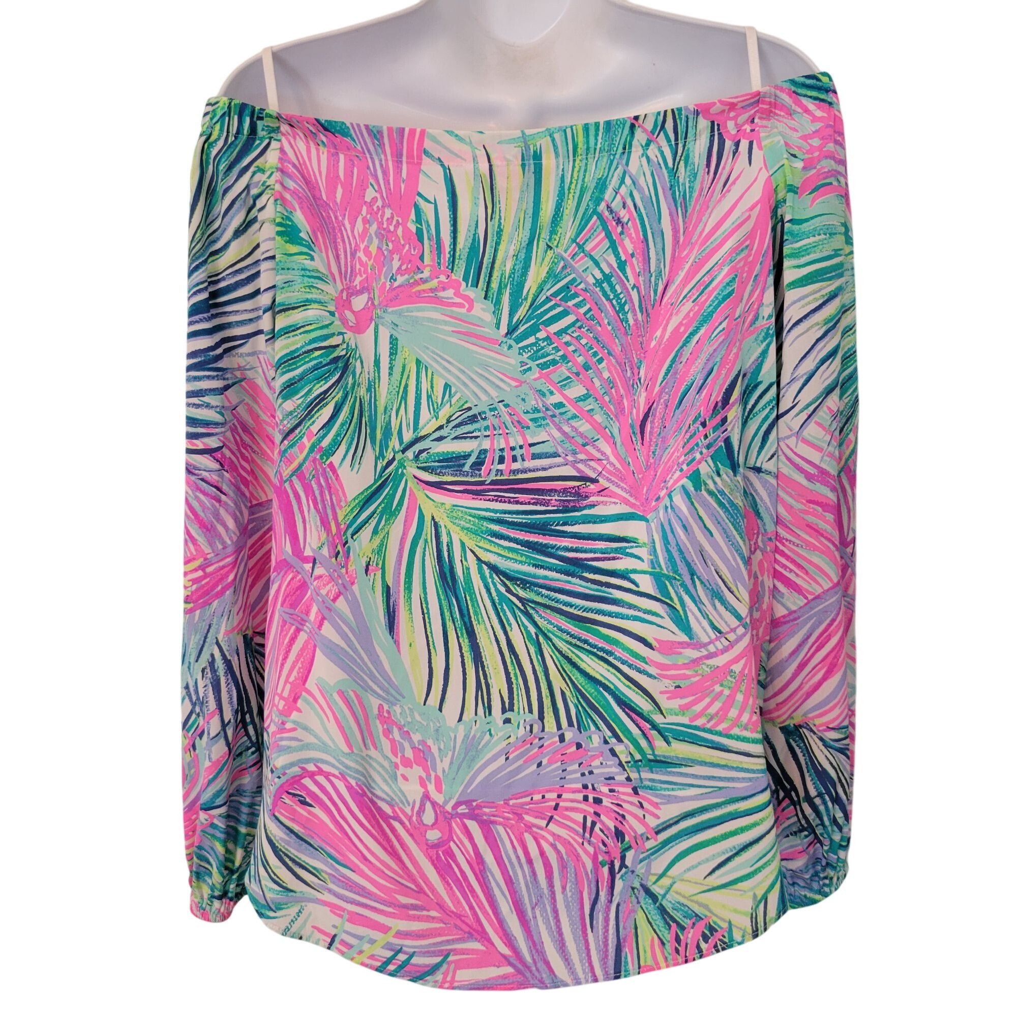 Lilly Pulitzer Lilly Pulitzer Off Shoulder Tropical Print Top XS Silk ADIRA Size XS / US 0-2 / IT 36-38 - 3 Thumbnail