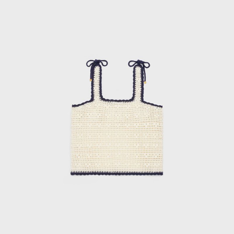 Celine os11x0526 Triomphe Crop Top in Off-White Size S / US 4 / IT 40 - 2 Thumbnail