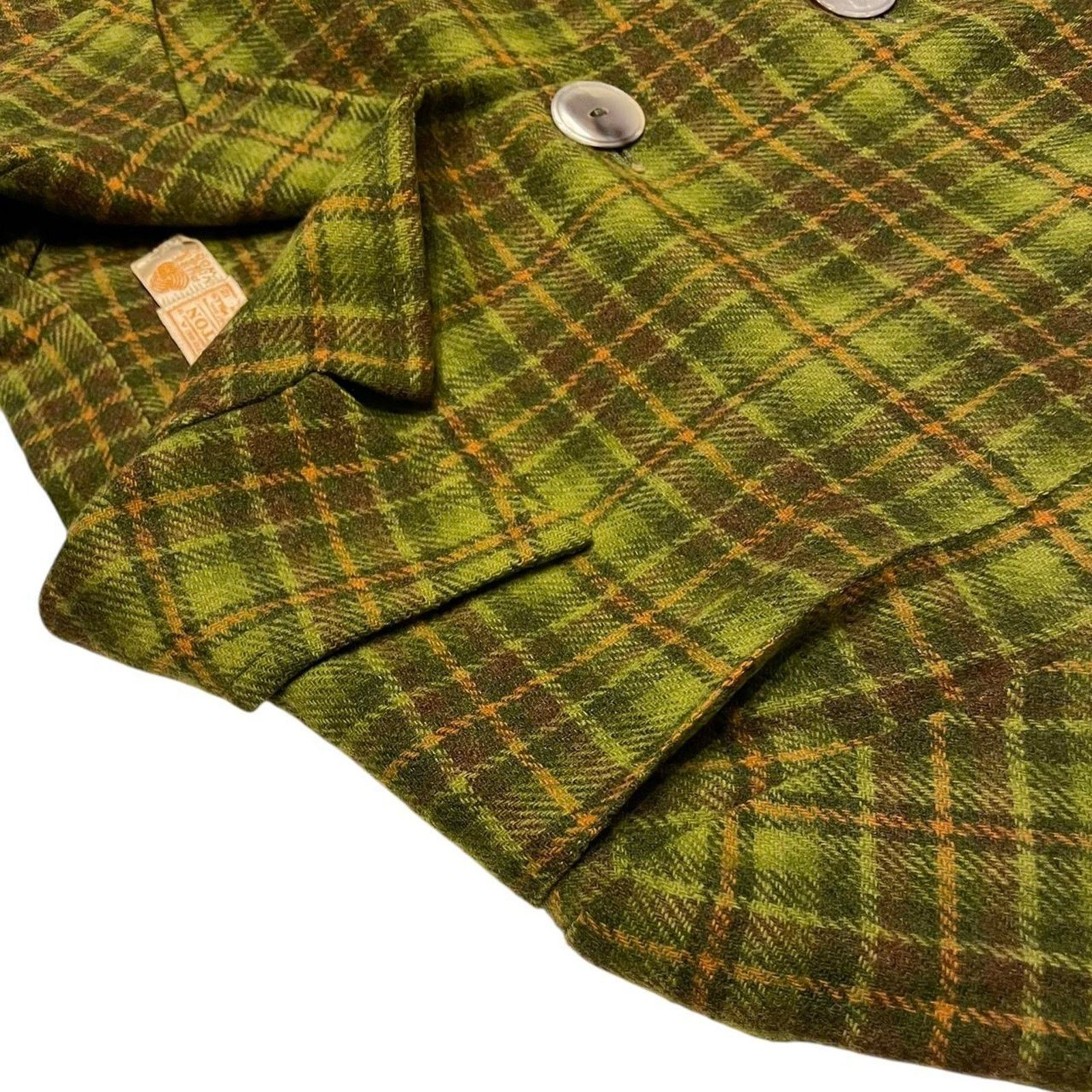 Pendleton RARE VTG 1950s Pendleton Womens 49er Green Plaid Wool Jacket Size L / US 10 / IT 46 - 4 Thumbnail