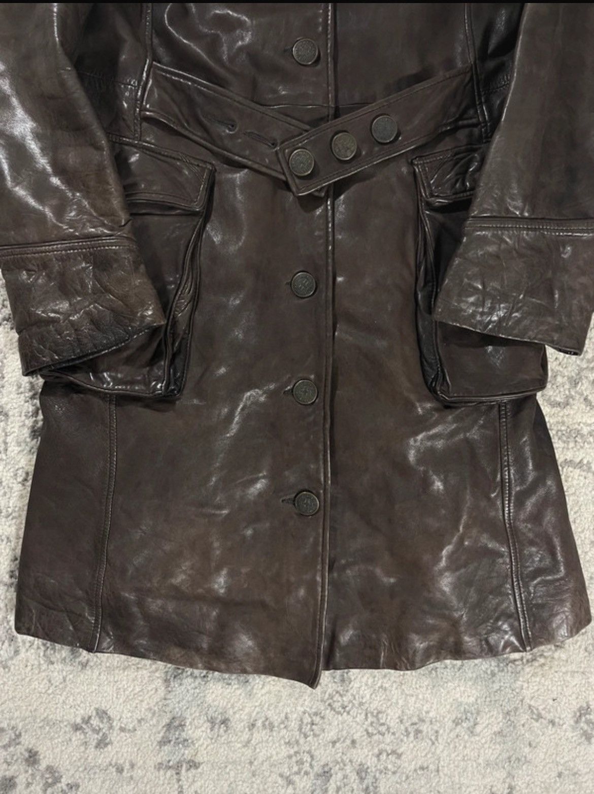 Jean Paul Gaultier Leather Military Trench by Jean Paul Gaultier Size M / US 6-8 / IT 42-44 - 3 Thumbnail