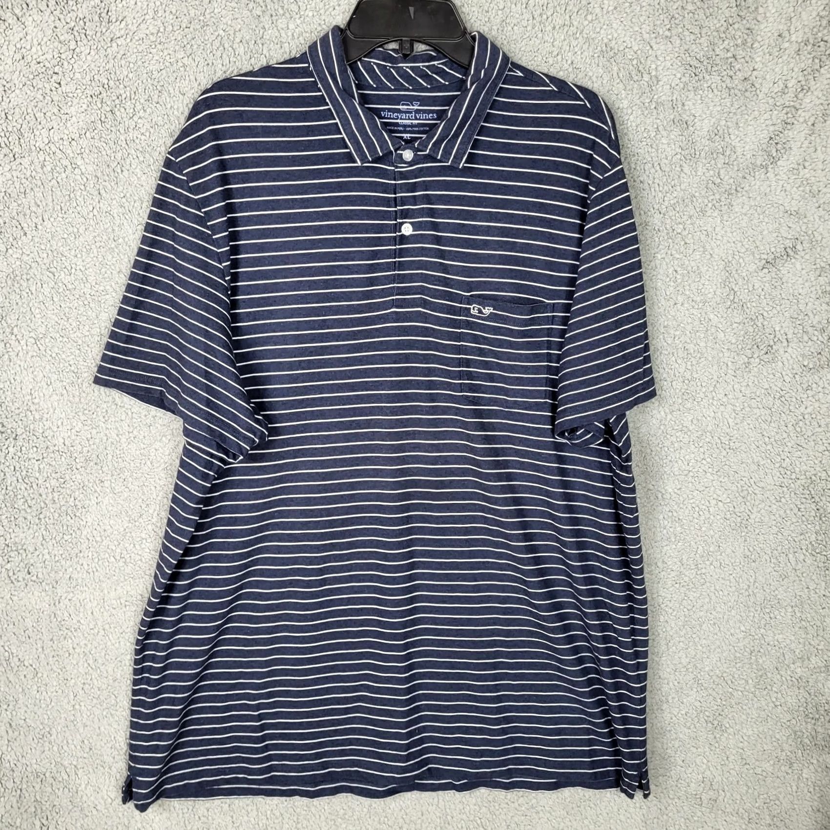 Vineyard Vines Vineyard Vines CLASSIC FIT Polo Shirt Striped Short Sleeve Gray Blue XL Mens Size US XL / EU 56 / 4 - 2 Thumbnail
