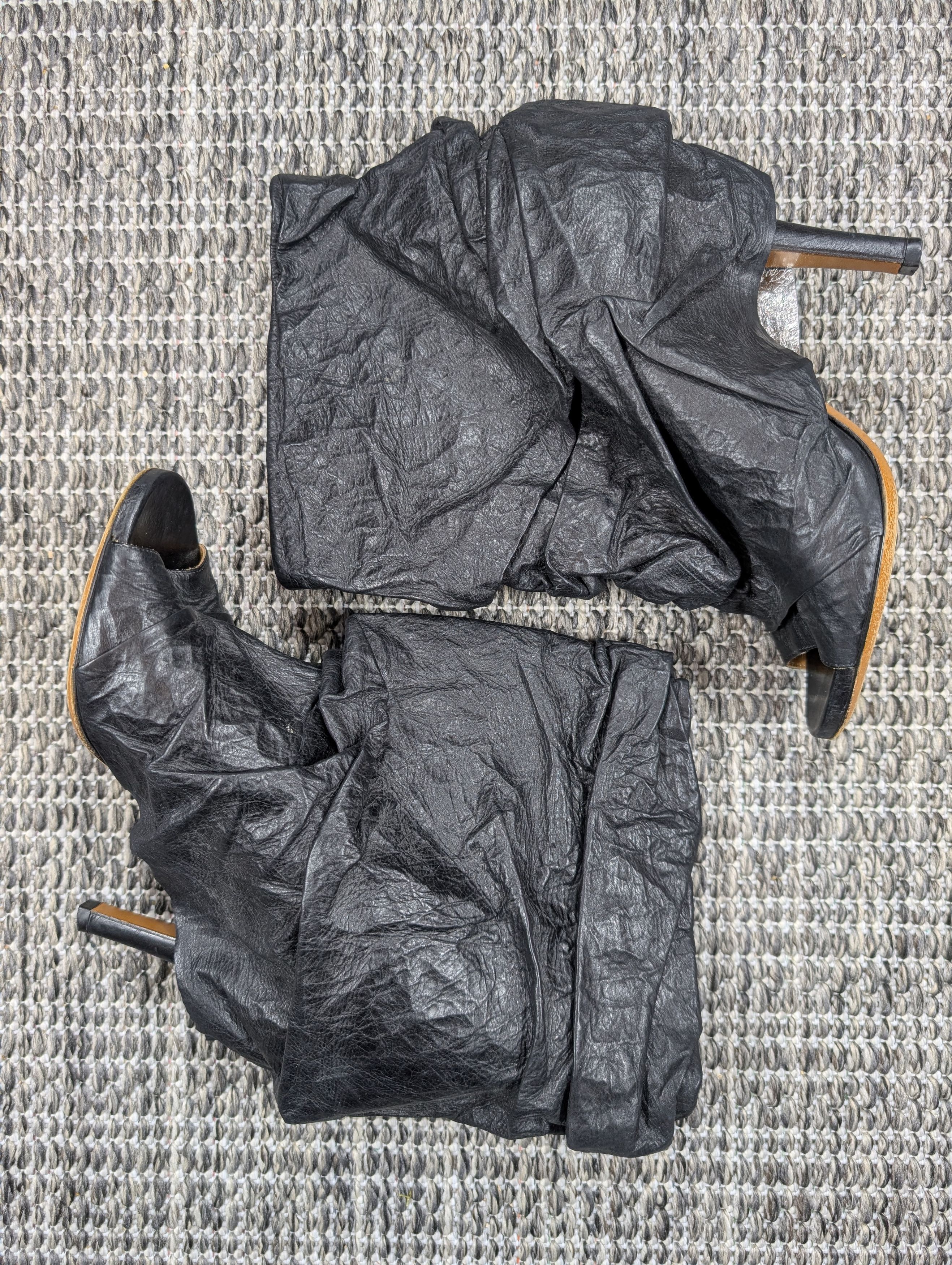 Maison Margiela Maison Margiela Paper Bag Crinkled Leather Open Toe Heels Size US 7.5 / IT 37.5 - 3 Thumbnail