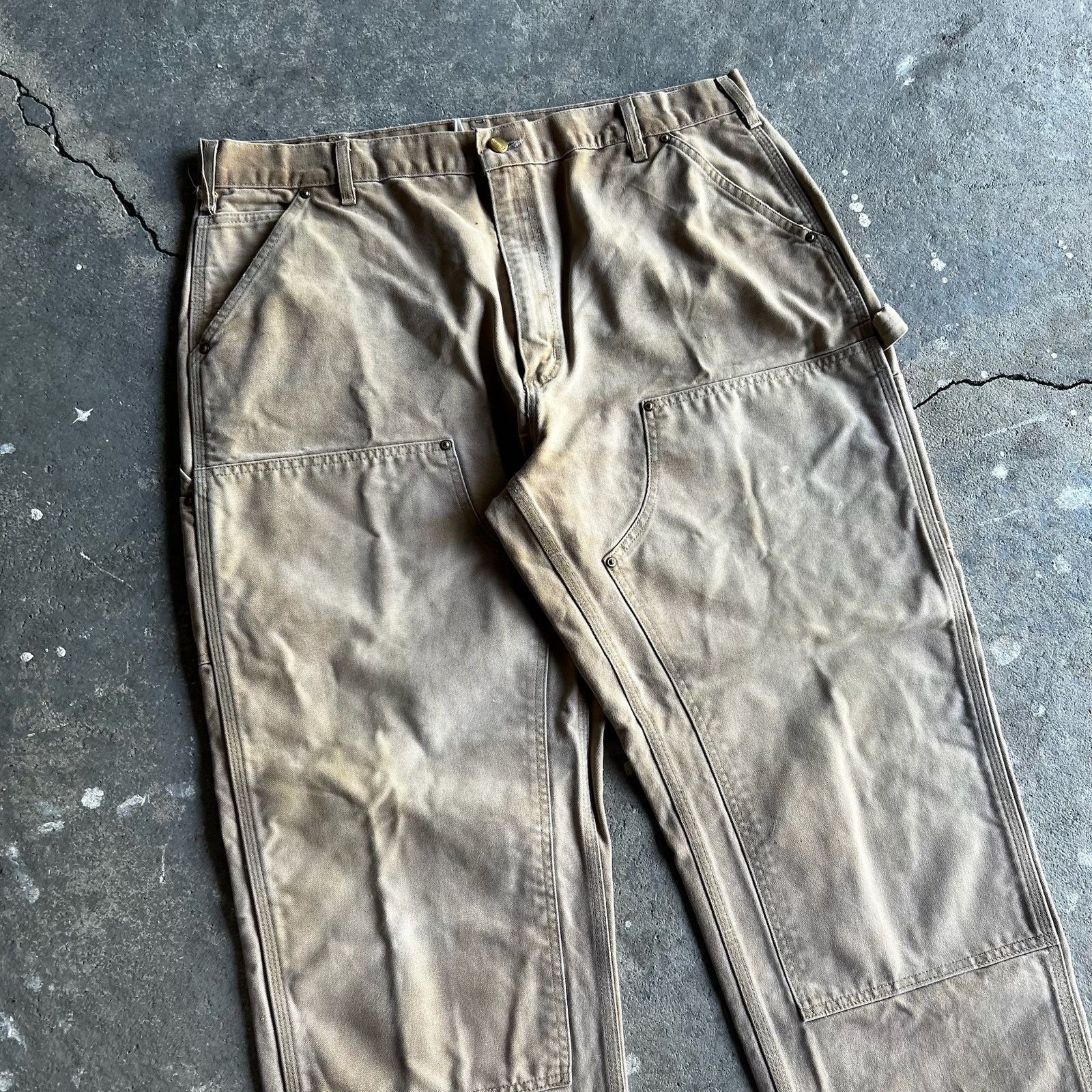 Carhartt × Vintage Carhartt faded brown double knee work wear carpenter pants Size US 37 - 2 Thumbnail