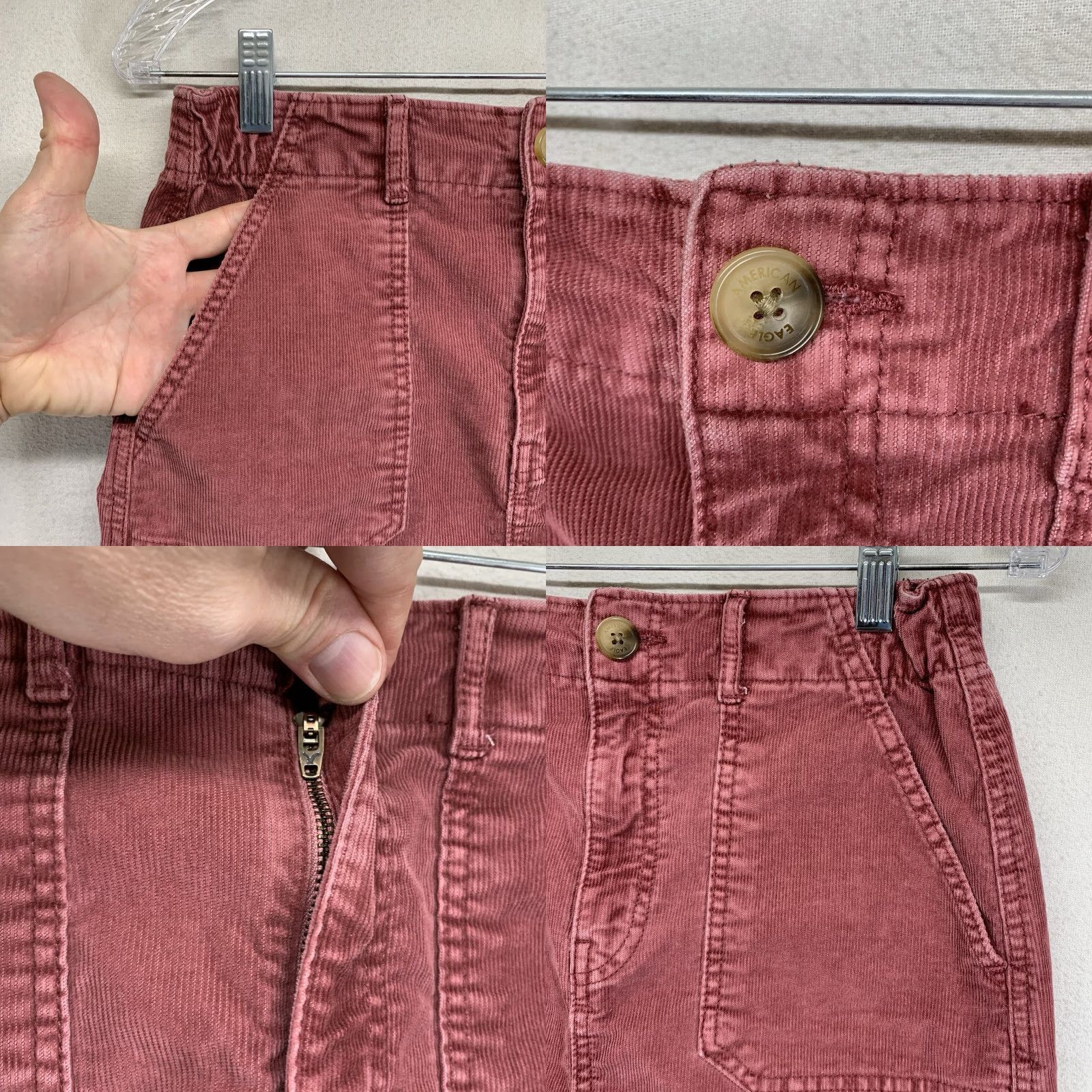 American Eagle Outfitters American Eagle Women's Mini Skirt Size 4 Red Corduroy Stretch Casual 90s Preppy Size 27" / US 4 / IT 40 - 8 Thumbnail