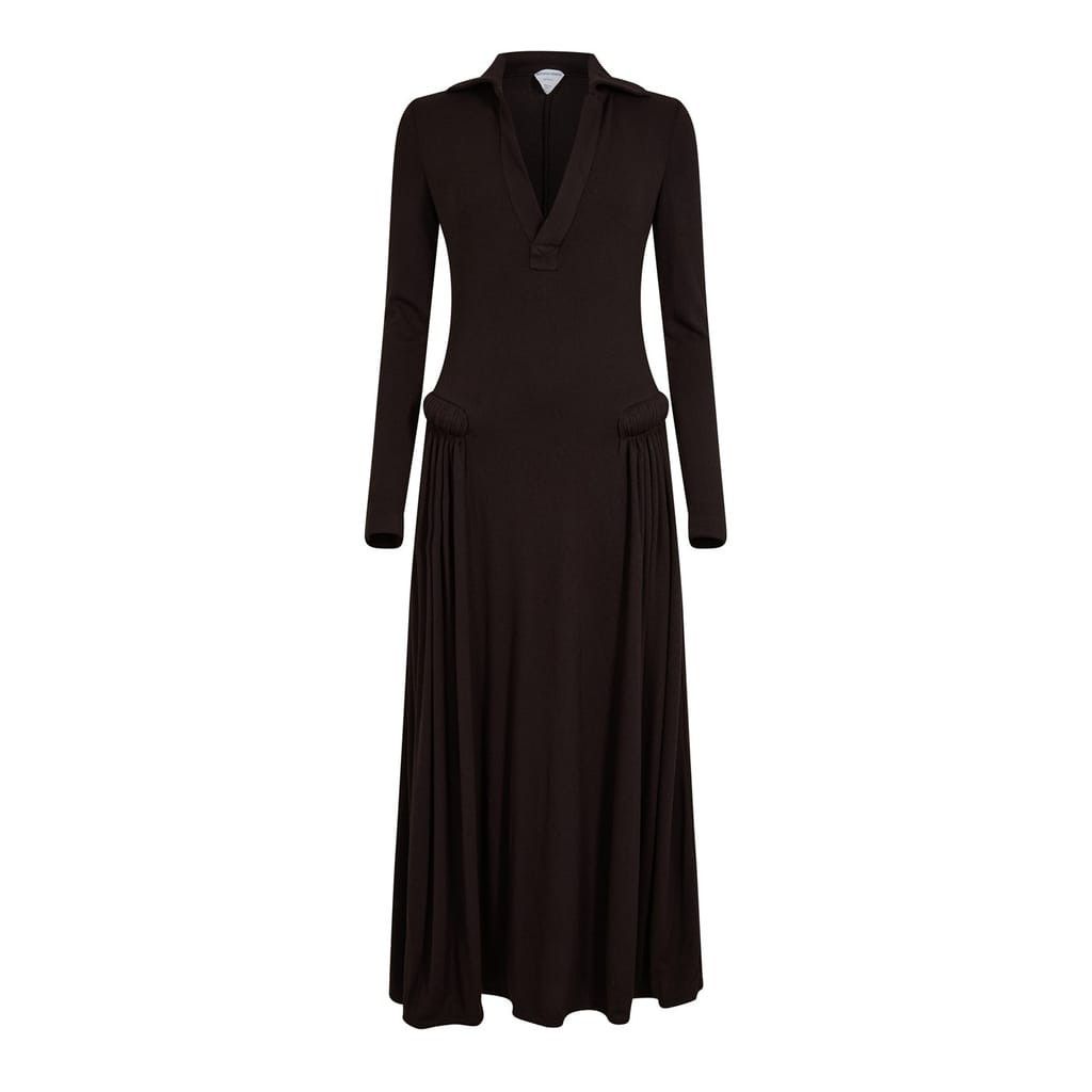 Bottega Veneta Bottega Veneta Collared Neck Maxi A-Line Dress in Neutral Size XS / US 0-2 / IT 36-38 - 2 Thumbnail