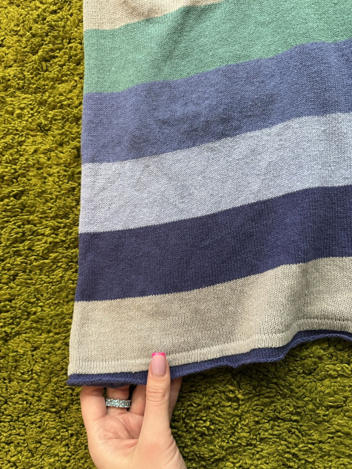 Designer Gudrun Sjoden avant garde linen blend striped knit dress Size M / US 6-8 / IT 42-44 - 3 Thumbnail
