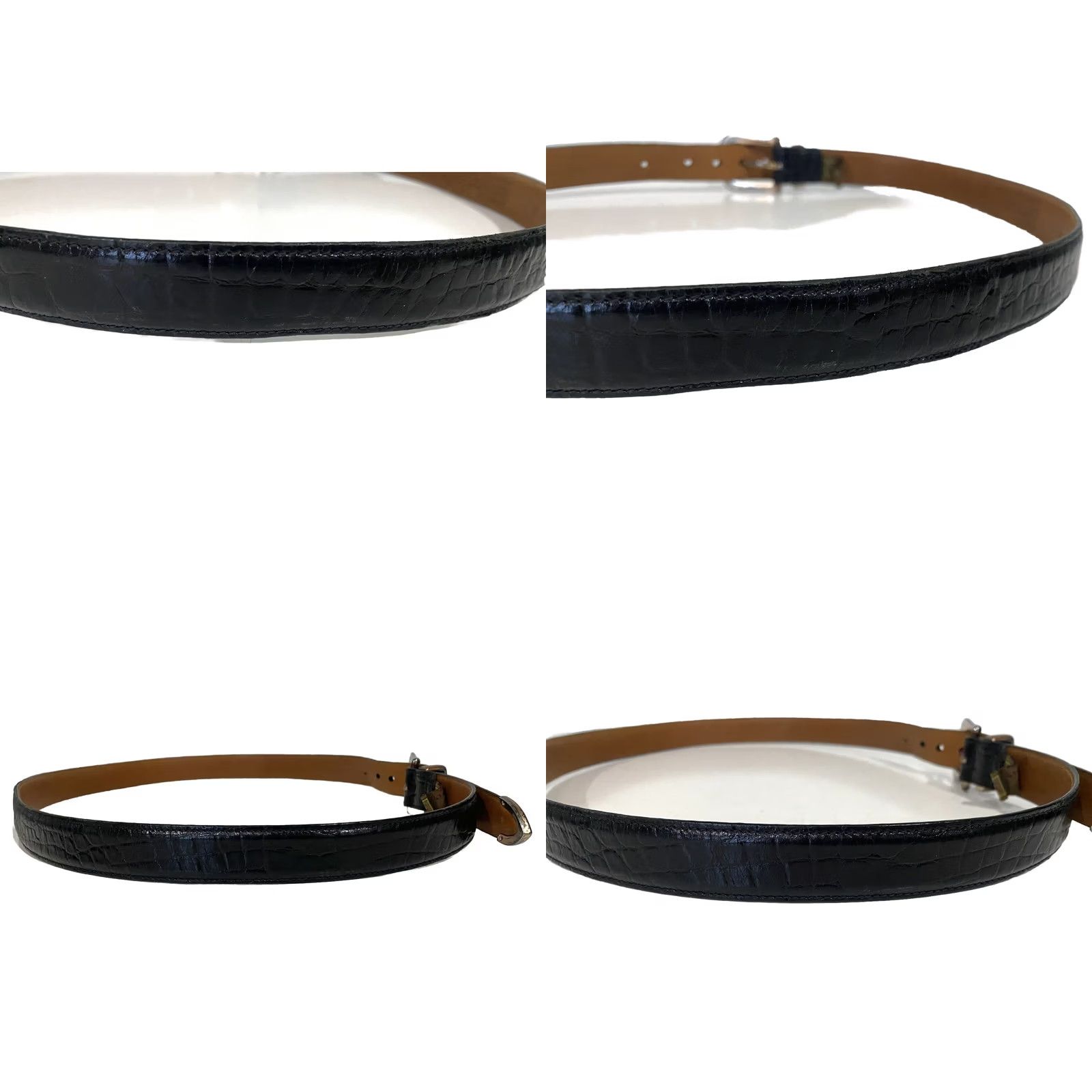 Vintage Trafalgar Belt Black Leather Croc Texture Size 40 Mens Okeechobee Brahman Size 40 - 9 Thumbnail