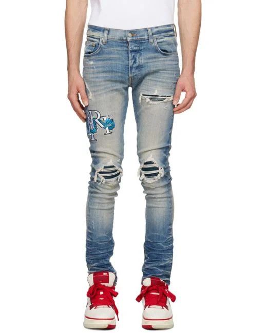 Amiri oc11z0225 Dragon Logo Embroidered Denim Size US 32 / EU 48 - 1 Thumbnail