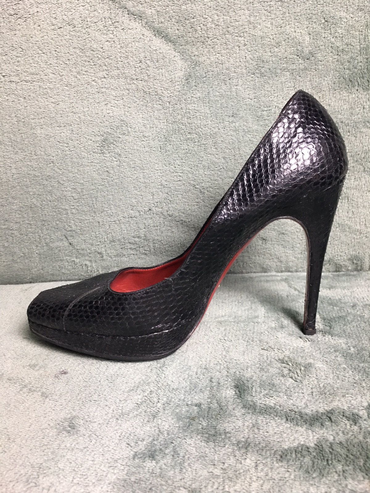 Paciotti Cesare Paciotti Black Snakeskin Leather Peep Toe Pumps EU 41 Size US 11 / IT 41 - 7 Thumbnail