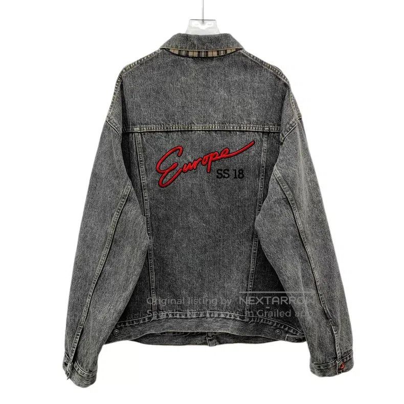 Balenciaga Balenciaga Grey Washed Letter Embroidered Cotton Collar Si Size US M / EU 48-50 / 2 - 2 Thumbnail